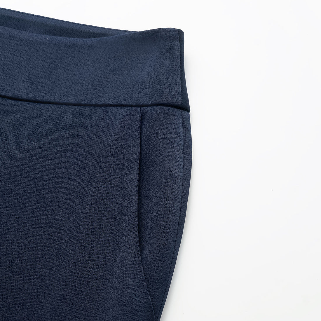 "Autumn Diary" Pearl Acetate Satin Cropped Flared Pants - Dark Blue
