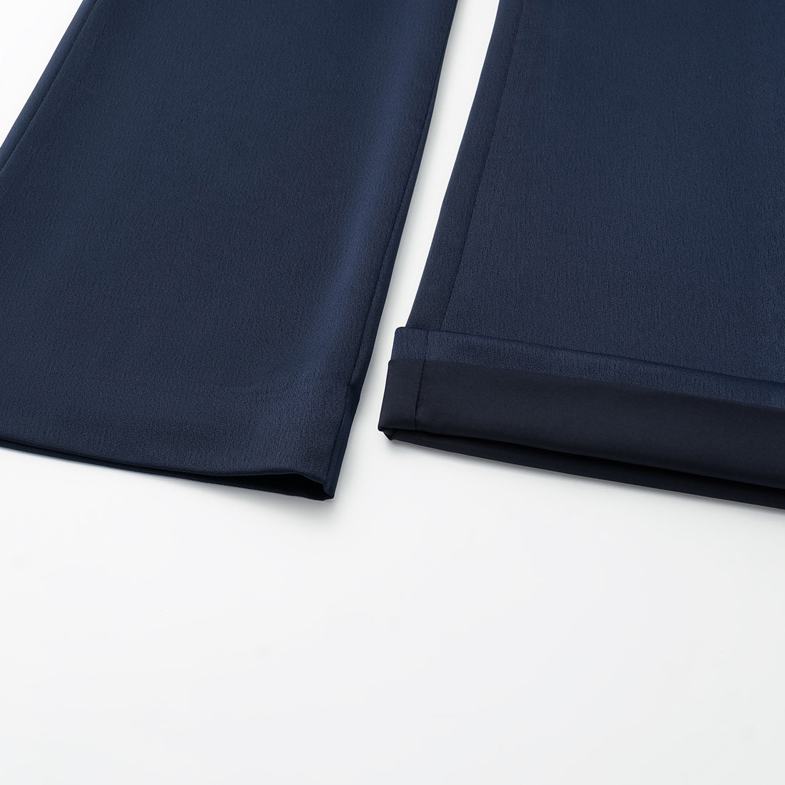 "Autumn Diary" Pearl Acetate Satin Cropped Flared Pants - Dark Blue