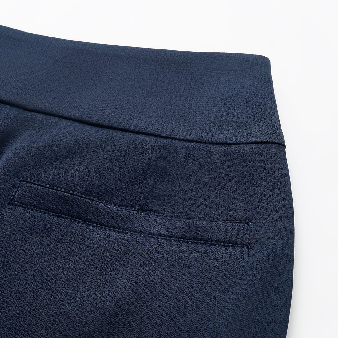 "Autumn Diary" Pearl Acetate Satin Cropped Flared Pants - Dark Blue