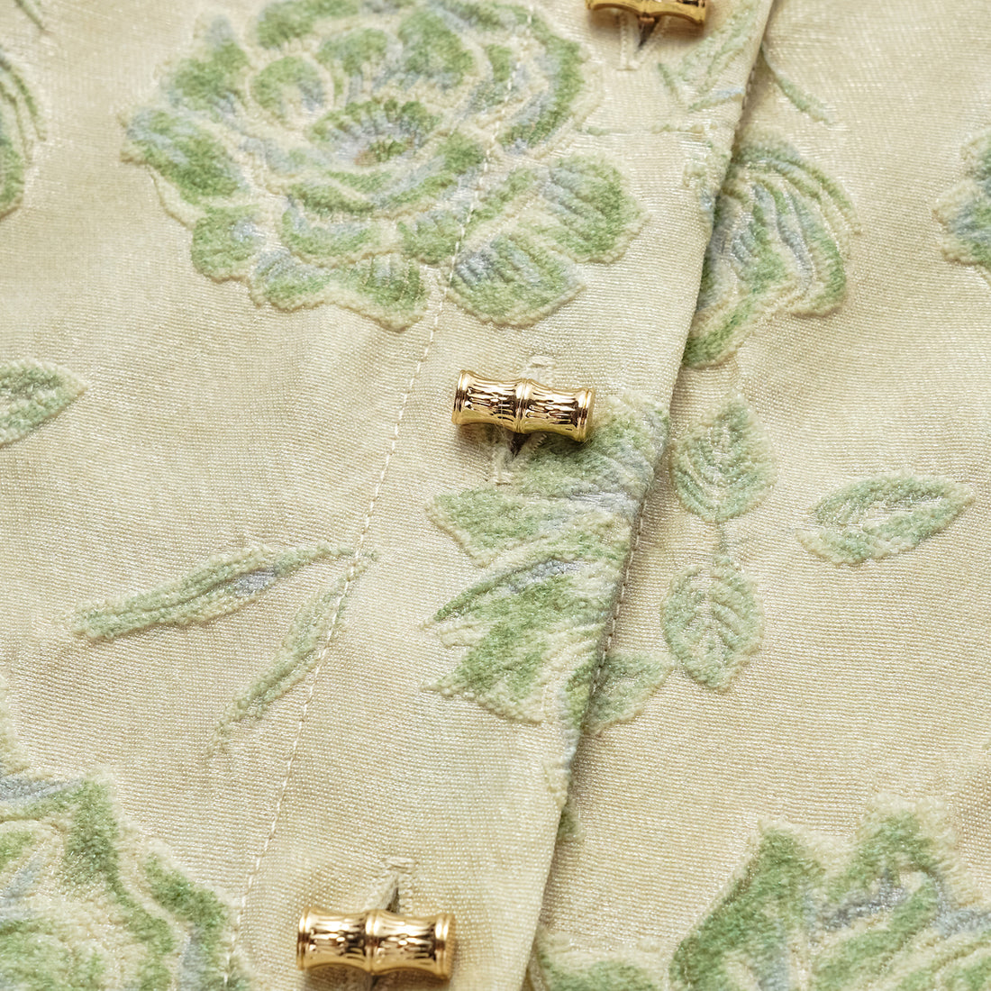 "Imperial Garden Teatime" Silk and Wool Light Chinese Style Suit - Off-White