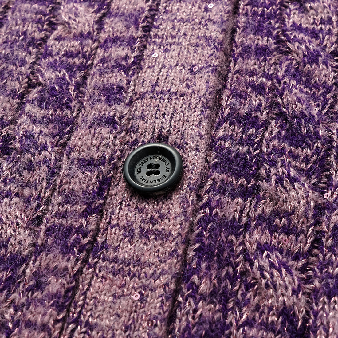 "Winter diary." 100% Cashmere Sequined Cable Knit Cardigan—Charm