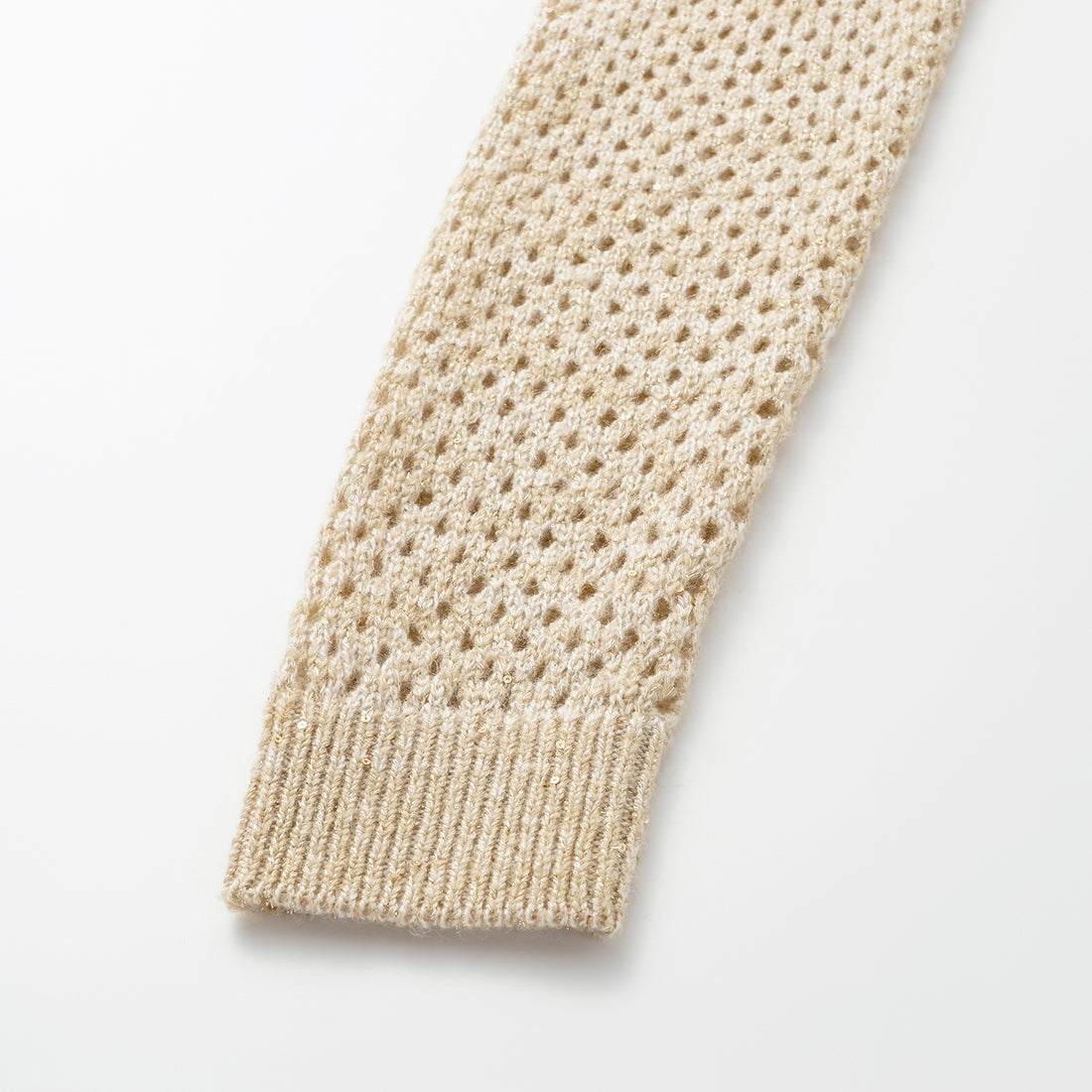 "Chelsea Citywalk." 100% Cashmere Sequined Lace Woven Knit Cardigan - Honey Latte