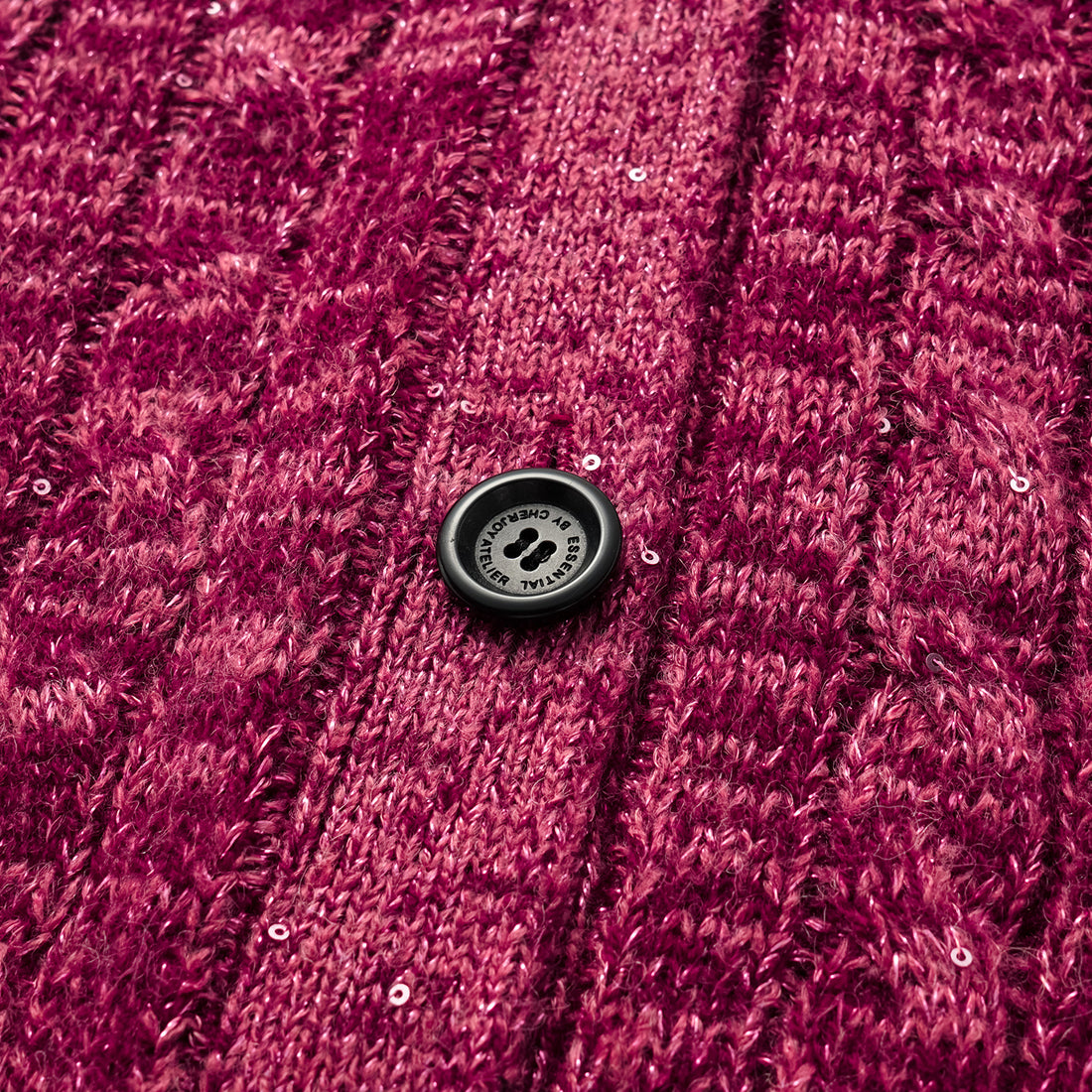 "Winter diary." 100% Cashmere Sequined Cable Knit Cardigan—Luck