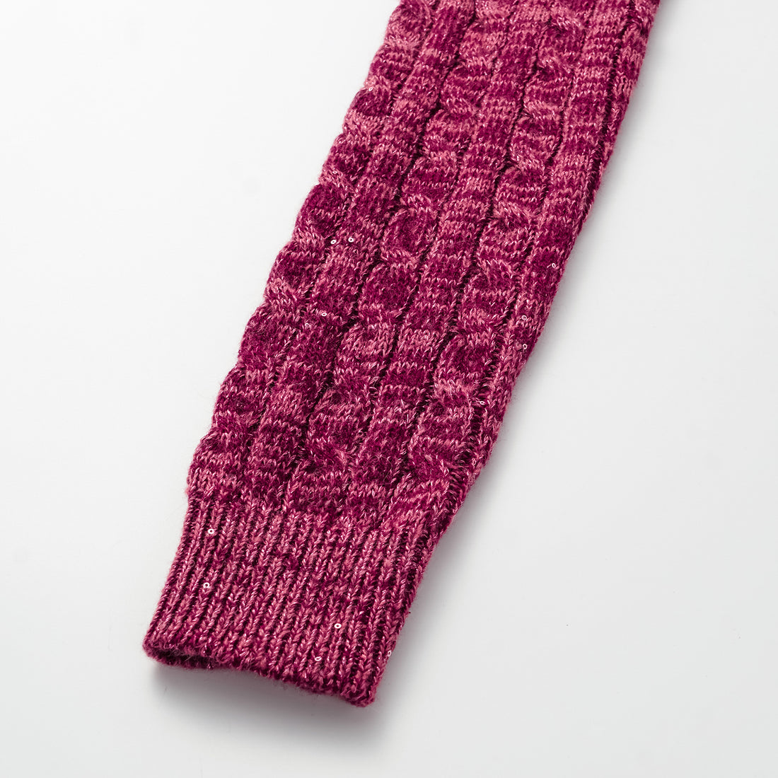 "Winter diary." 100% Cashmere Sequined Cable Knit Cardigan—Luck