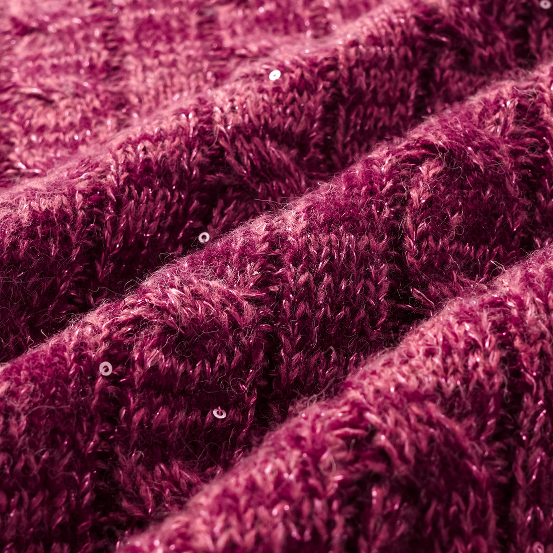 "Winter diary." 100% Cashmere Sequined Cable Knit Cardigan—Luck