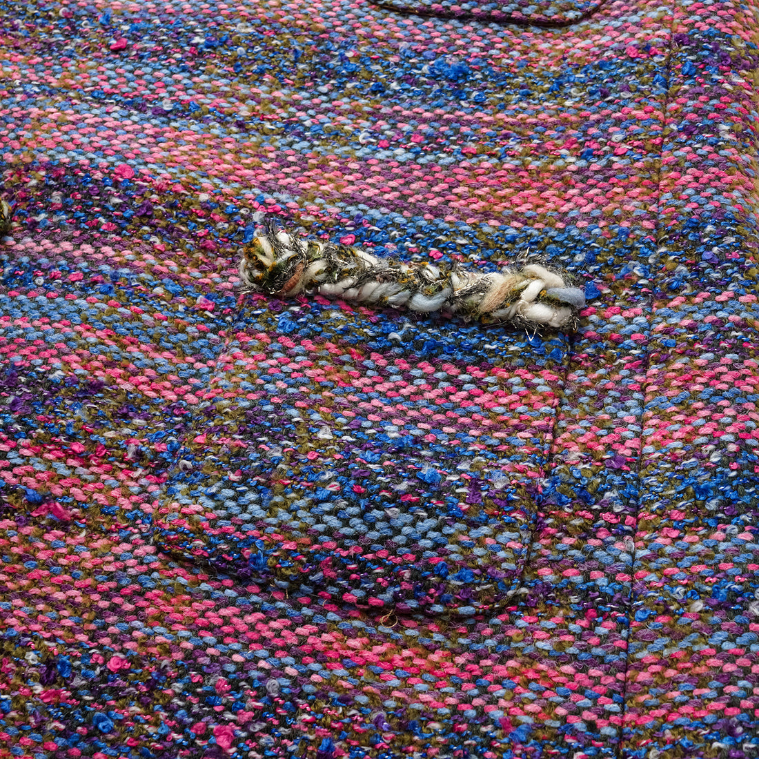 “Chelsea teatime.” Tweed A-line dress—Berry Happy