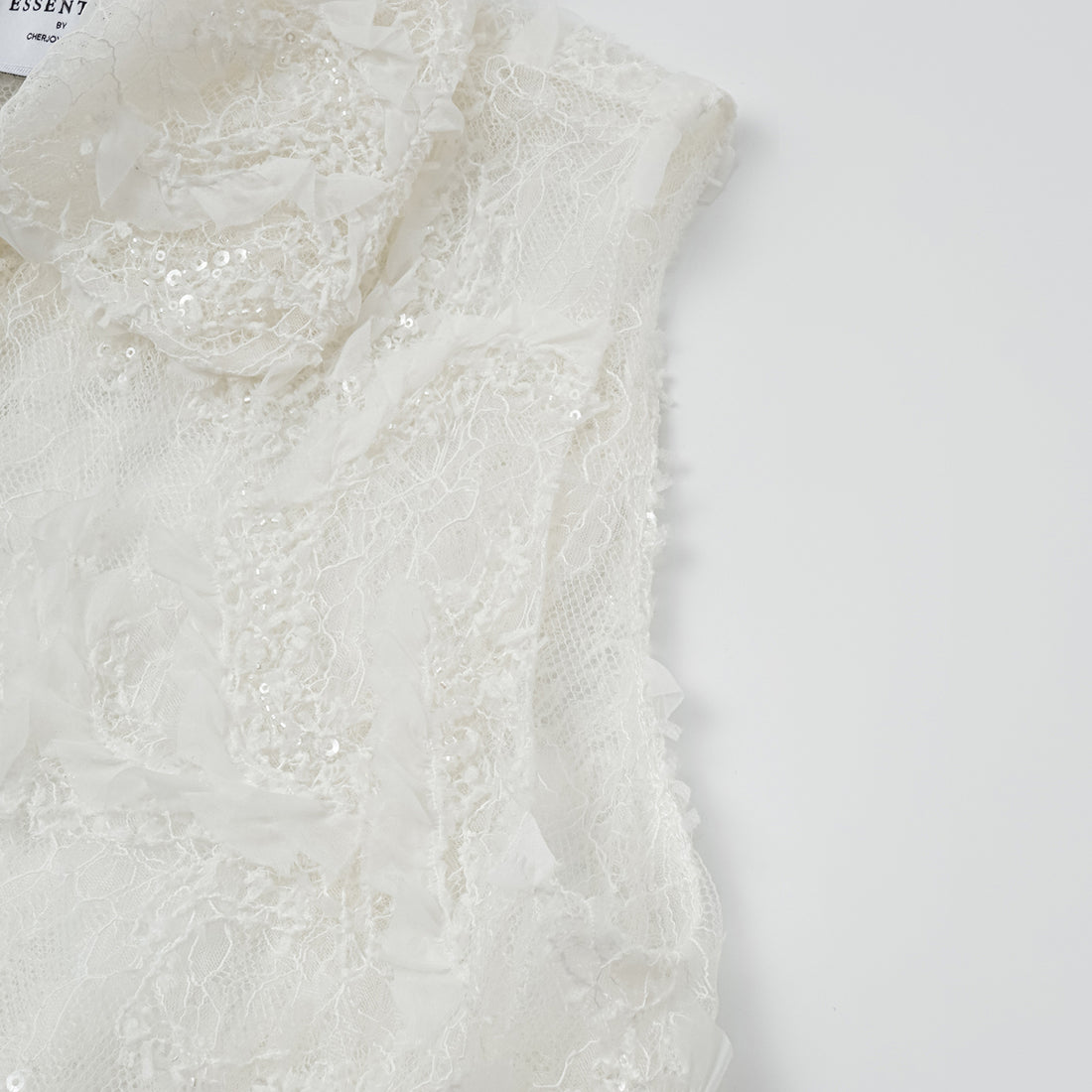 "Weekend at Monaco." Luxurious painted beaded lace hunting vest - Lucent Haze