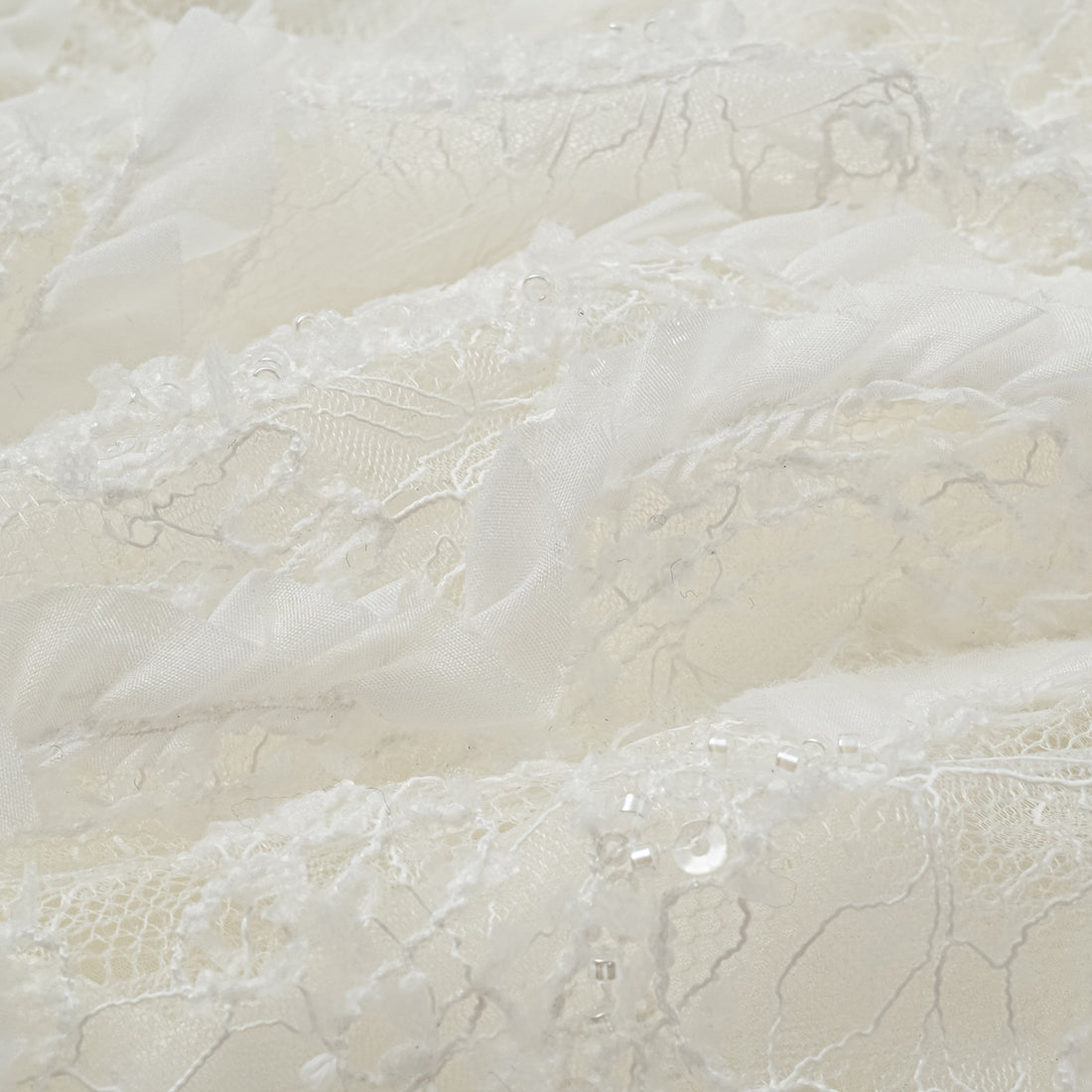 "Weekend at Monaco." Luxurious Art Beaded Lace Shorts—Lucent Haze