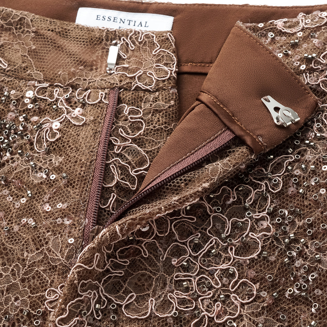 "Imperial Gala" Luxe Beaded Flared Pants—Rosewood Gleam