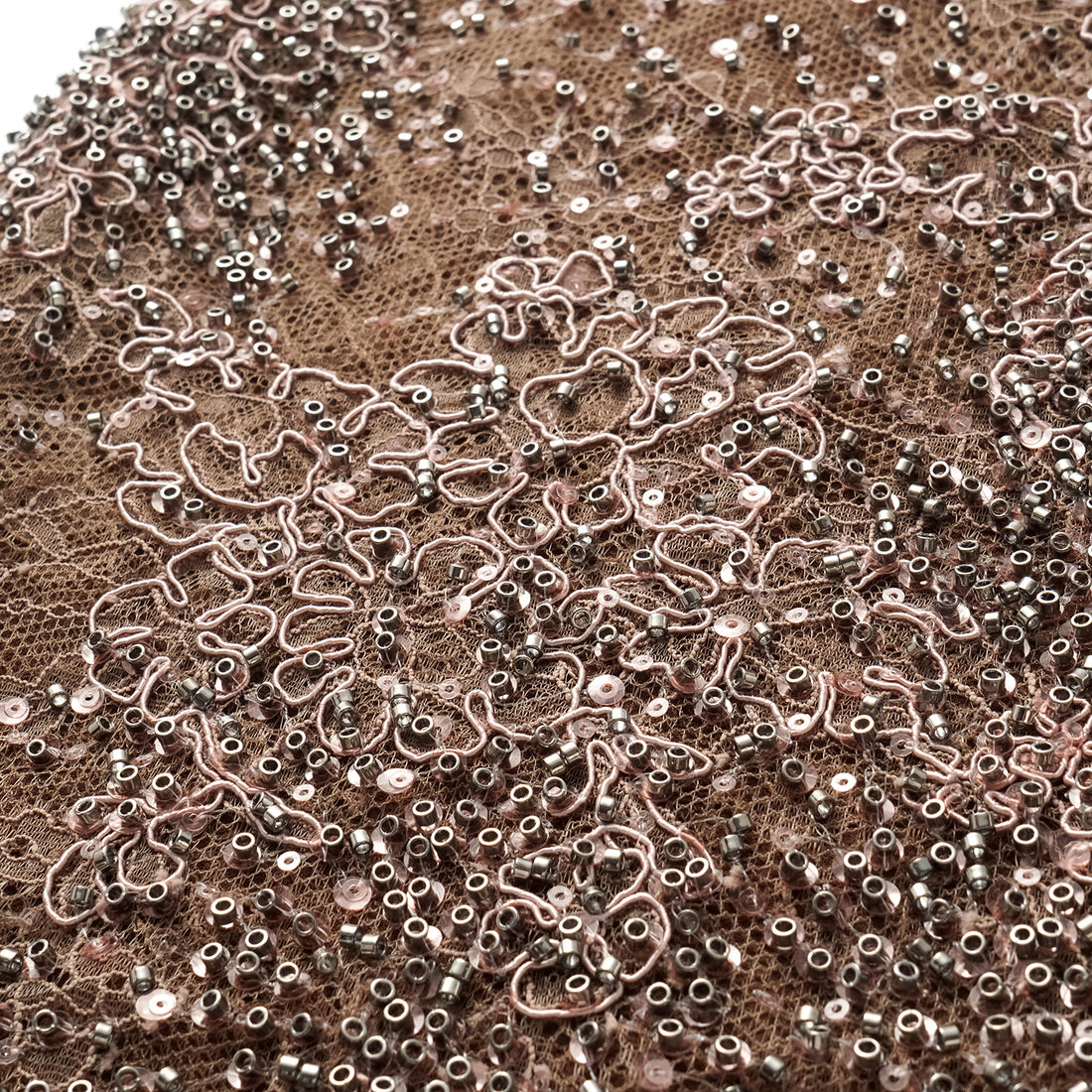 "Imperial Gala" Luxe Beaded Flared Pants—Rosewood Gleam
