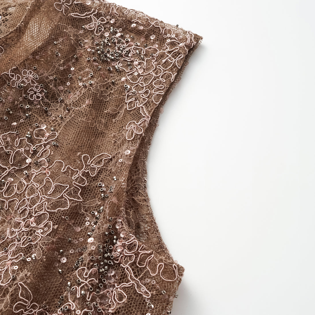 "Imperial Gala" Luxe Beaded Light Chinese Cut Top—Rosewood Gleam