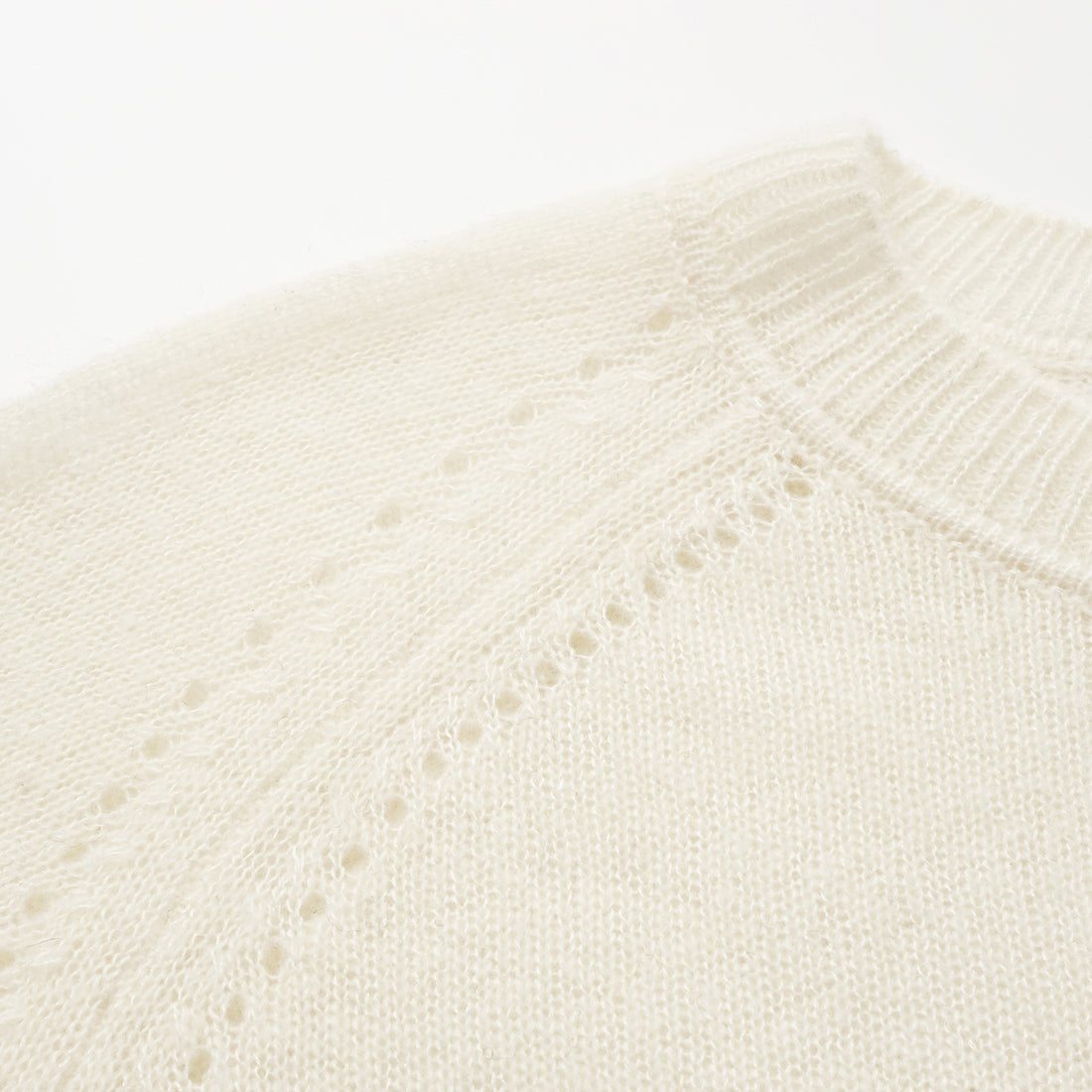 "Autumn Diary" Silk Cashmere Half Sleeve Top—Milk