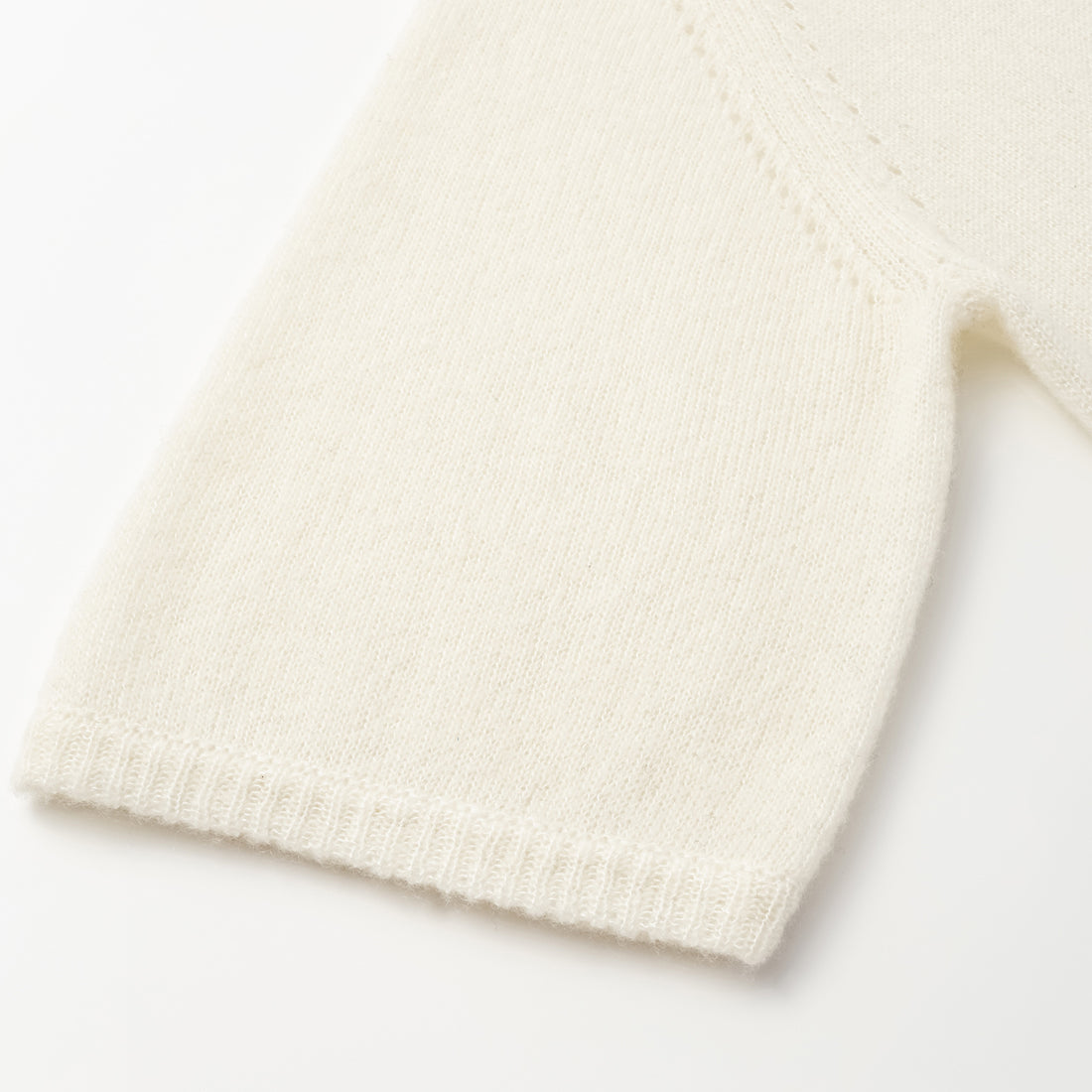 "Autumn Diary" Silk Cashmere Half Sleeve Top—Milk