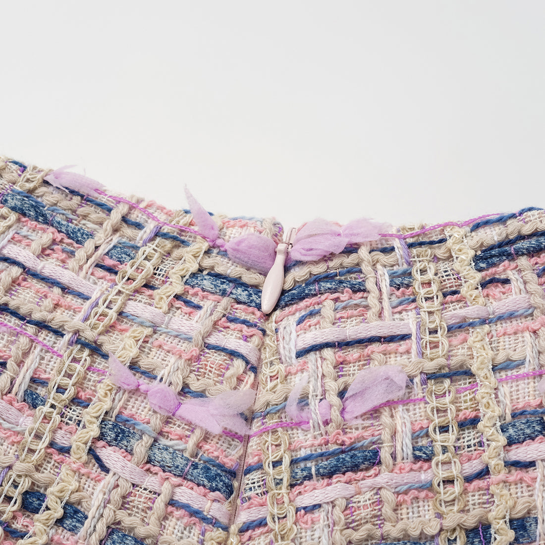 "Sloane Ave." French Summer Lightweight Tweed Shorts — Twilight Garden