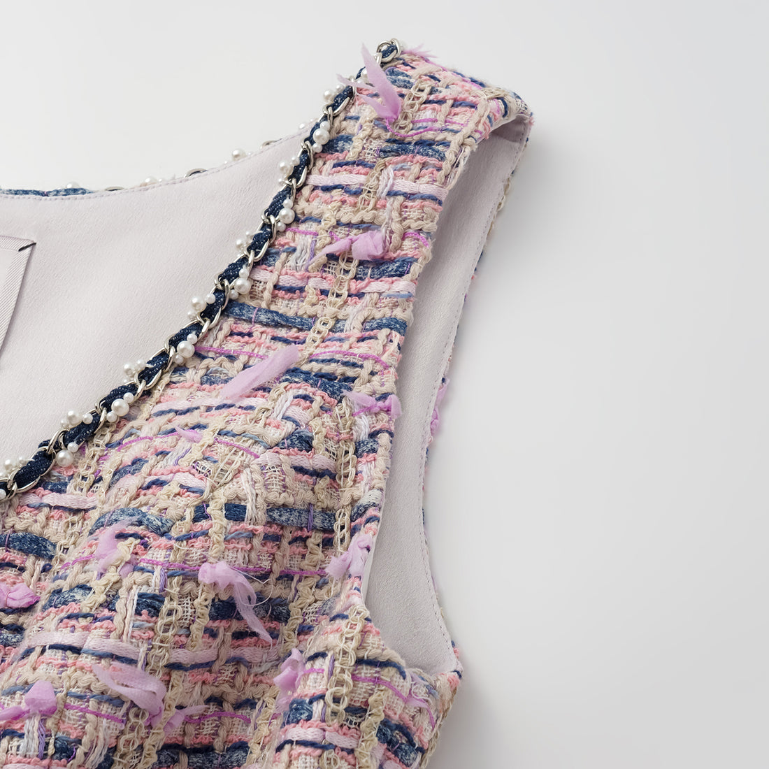 "Sloane Ave." French Summer Lightweight Tweed Vest — Twilight Garden