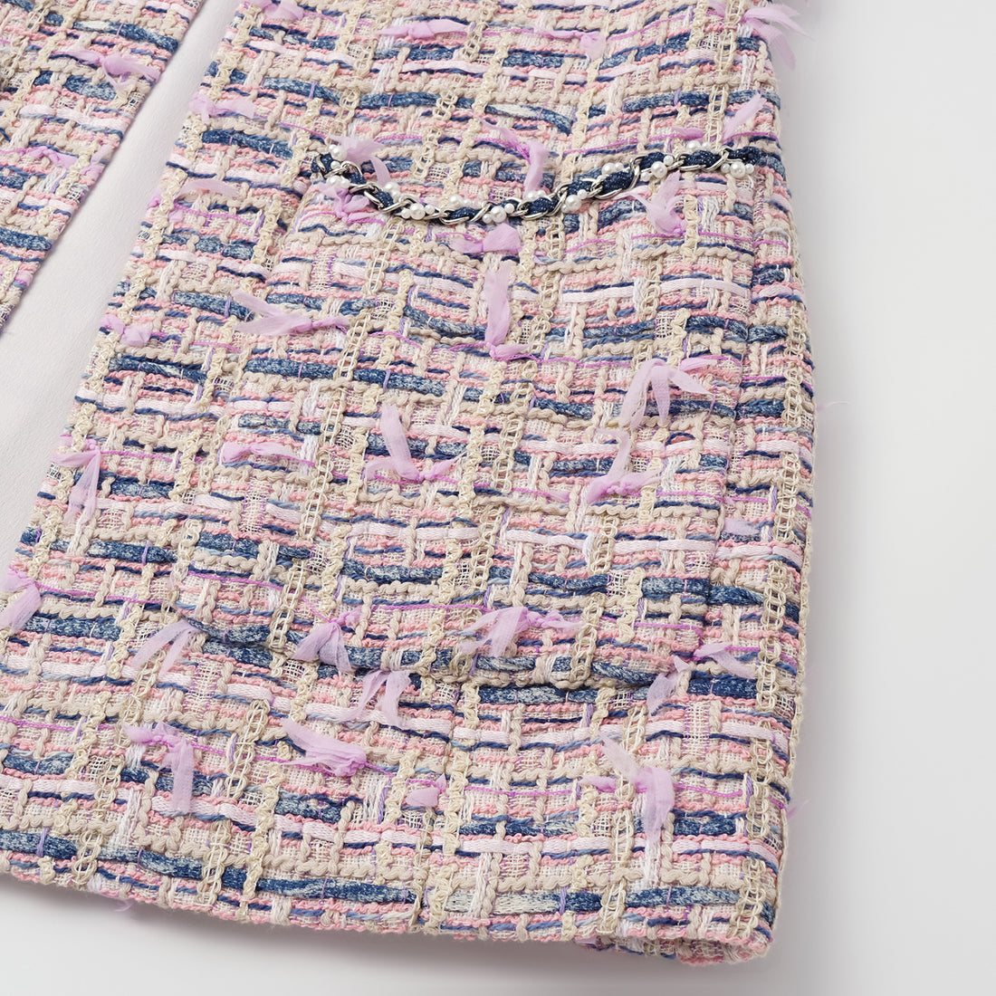 "Sloane Ave." French Summer Lightweight Tweed Vest — Twilight Garden