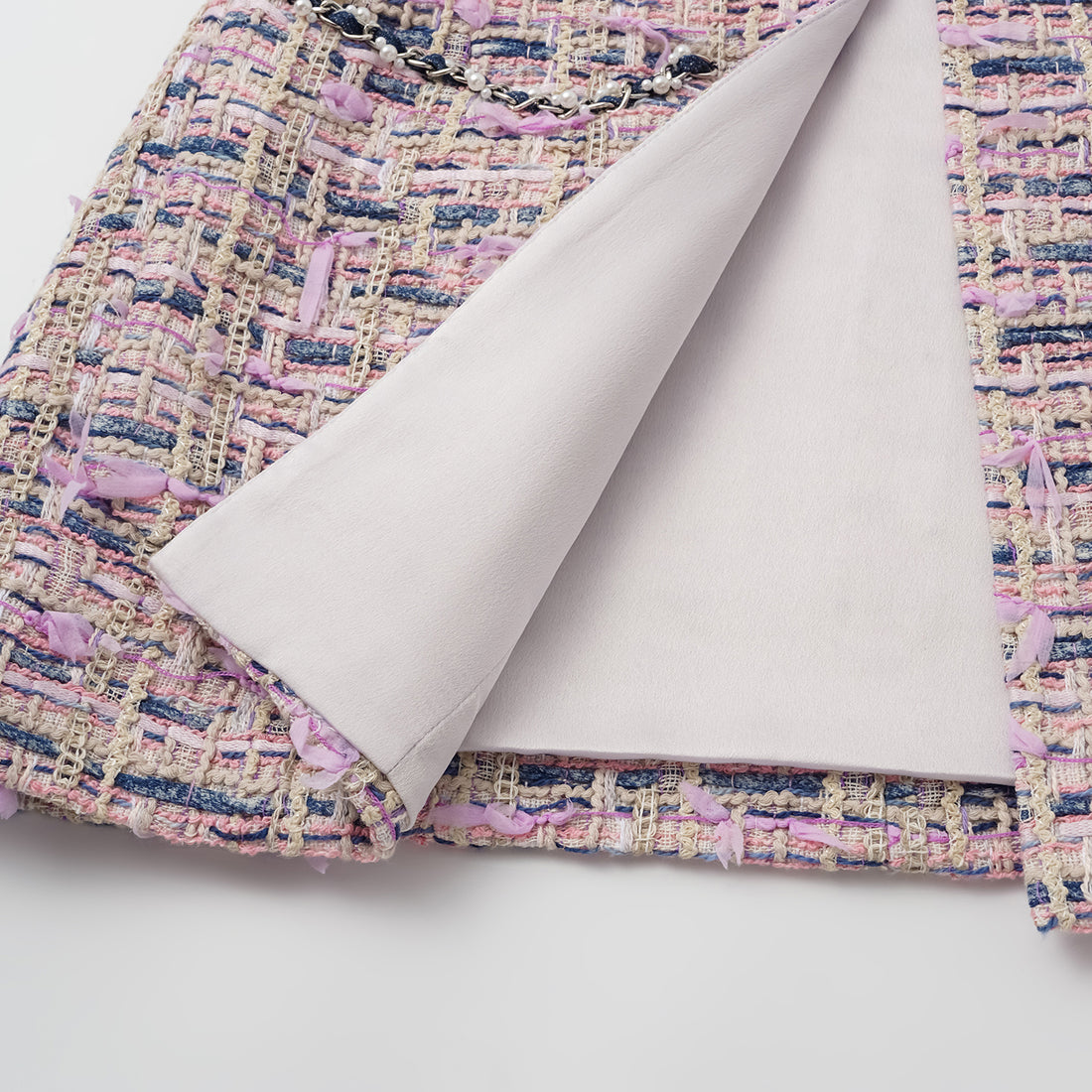 "Sloane Ave." French Summer Lightweight Tweed Vest — Twilight Garden