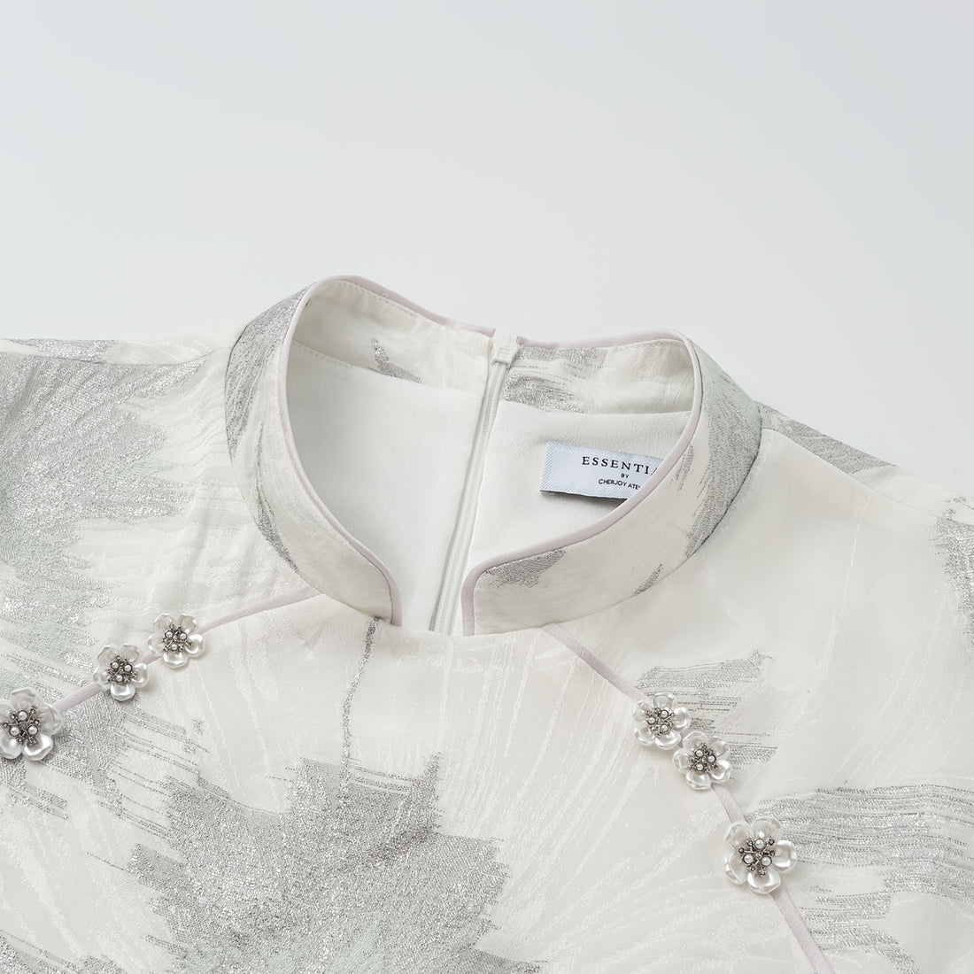 "Spring" Italian burnt silk jacquard light Chinese style jumpsuit