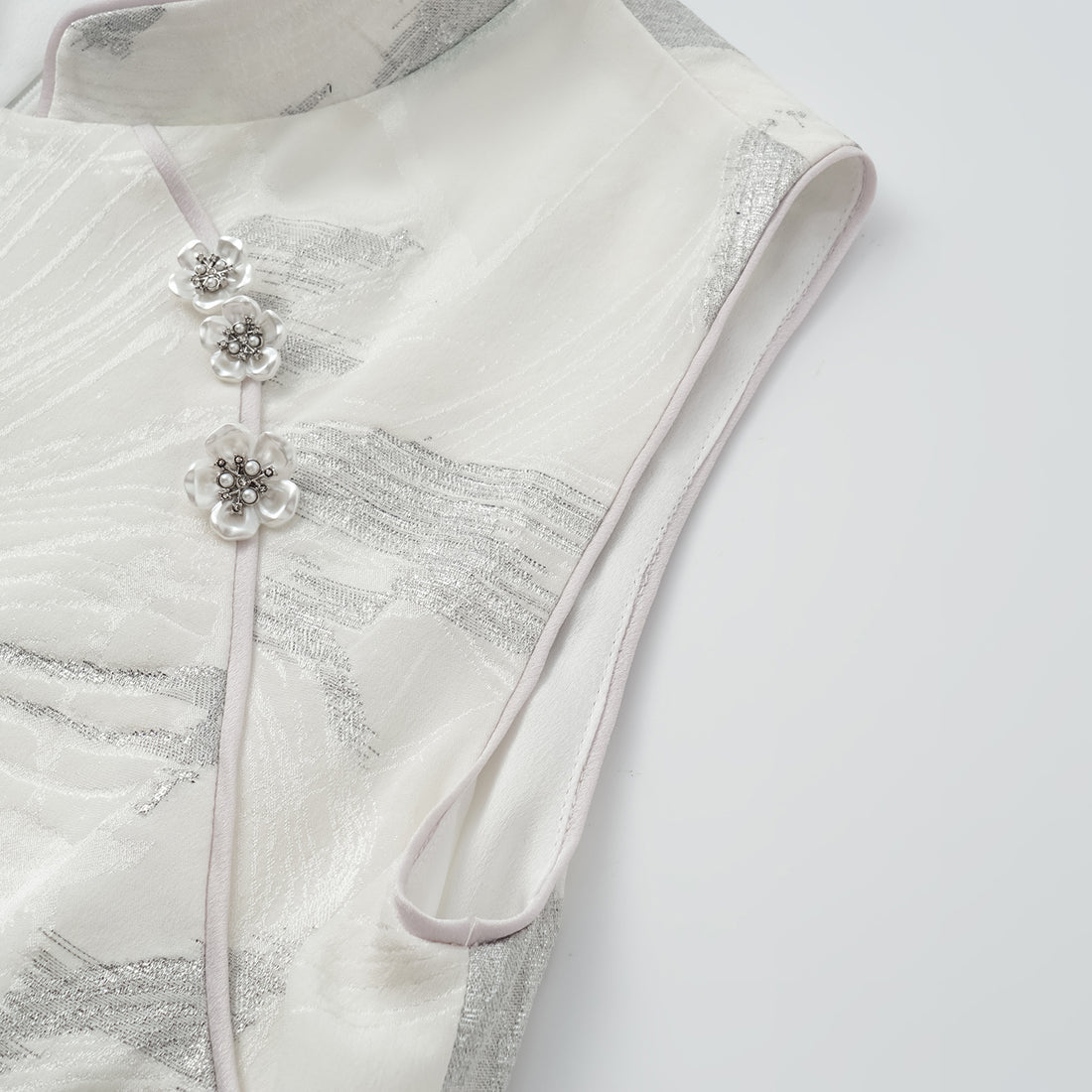 "Spring" Italian burnt silk jacquard light Chinese style jumpsuit