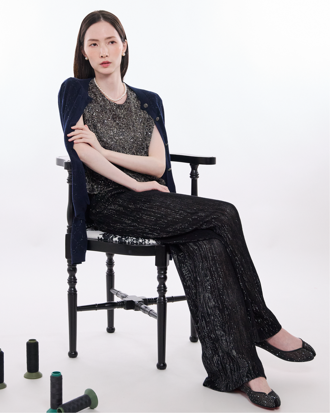 “The Gilded Hour”花影珠繡蕾絲上衣—Amber Air琥珀餘香