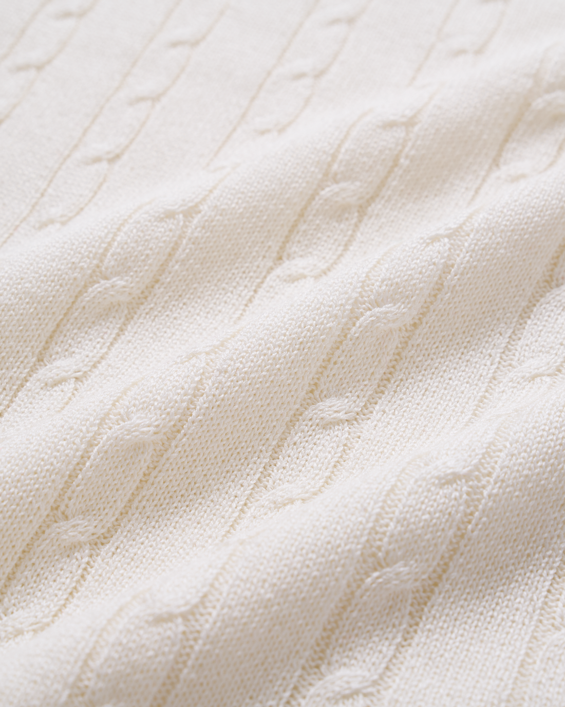“Pure & Soft”100% 真絲麻花薄織上衣 (Yarn by Loro Piana)—White Tea晨光白茶