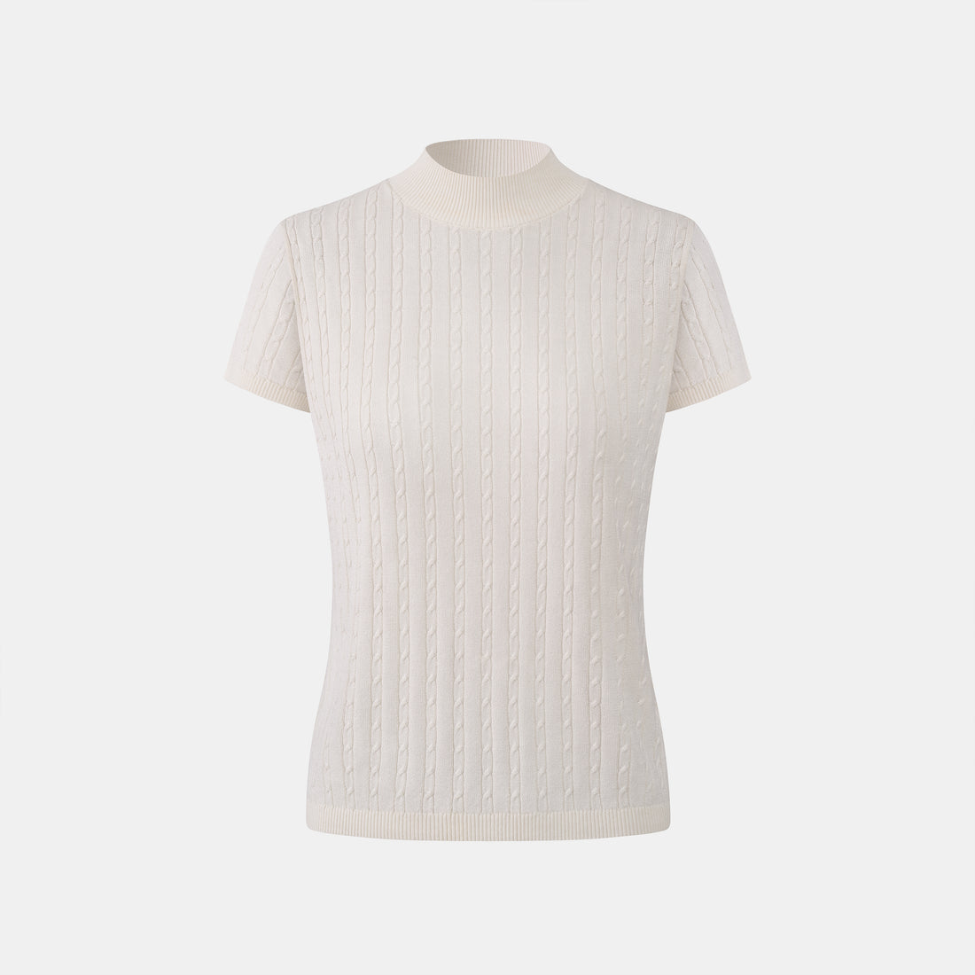 “Pure & Soft”100% 真絲麻花薄織上衣 (Yarn by Loro Piana)—White Tea晨光白茶
