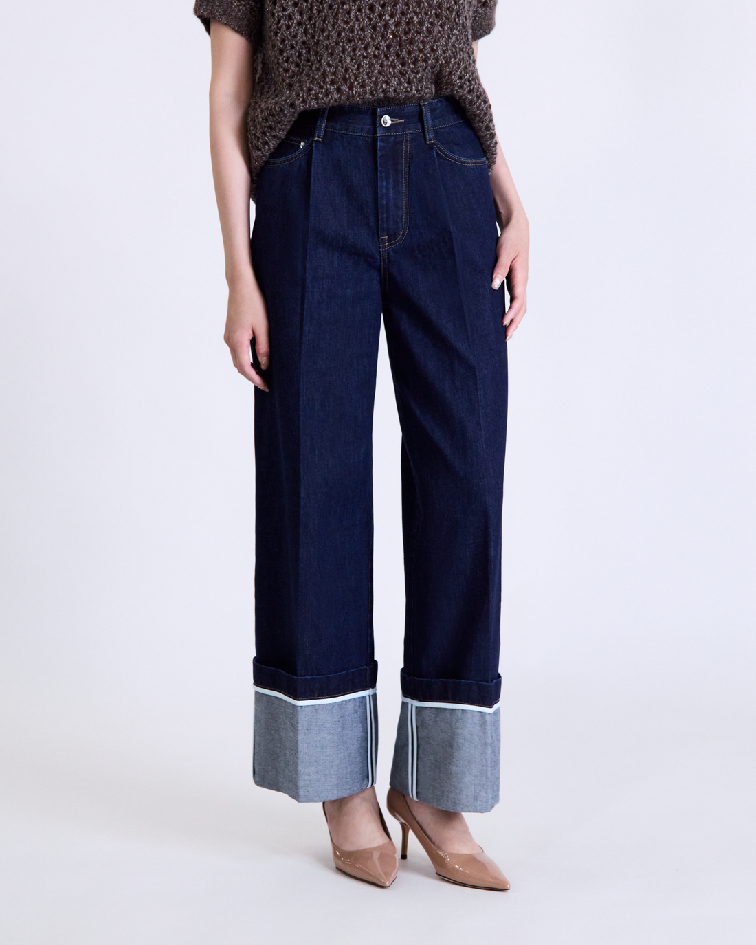 “偷偷放個假 A Little Escape • 單寧藍 Denim Blue” 日本頂級單寧高腰反摺牛仔褲 2