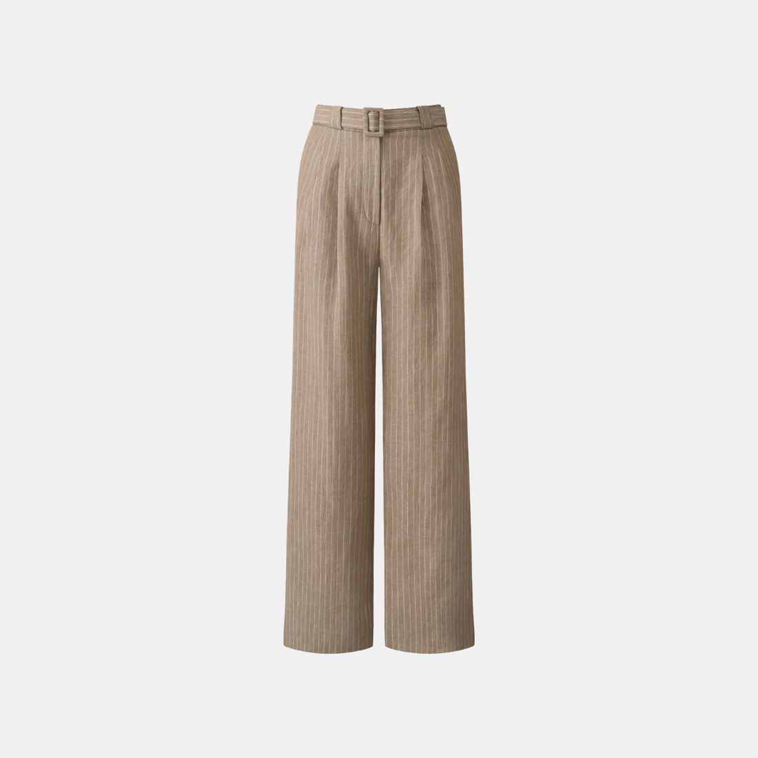 Weekend at Monaco Oat Cedar 燕麥雪松義大利100%亞麻銀織嵌紋特殊剪裁闊腿褲商品圖 5