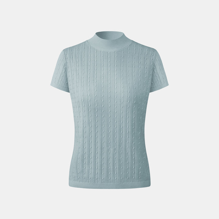 "Mint Dew薄荷晨露" 100% 真絲麻花薄織上衣 (Yarn by Loro Piana)