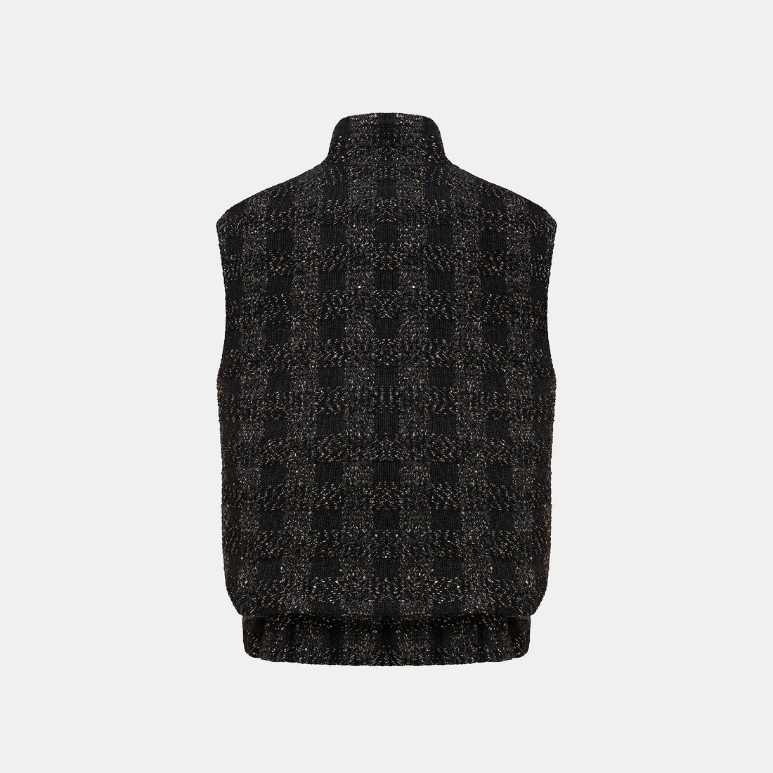 “Chelsea tea time.”義大利頂級初剪羊毛燦金星點Oversized花呢背心—Cosmic Bloom星河煙花