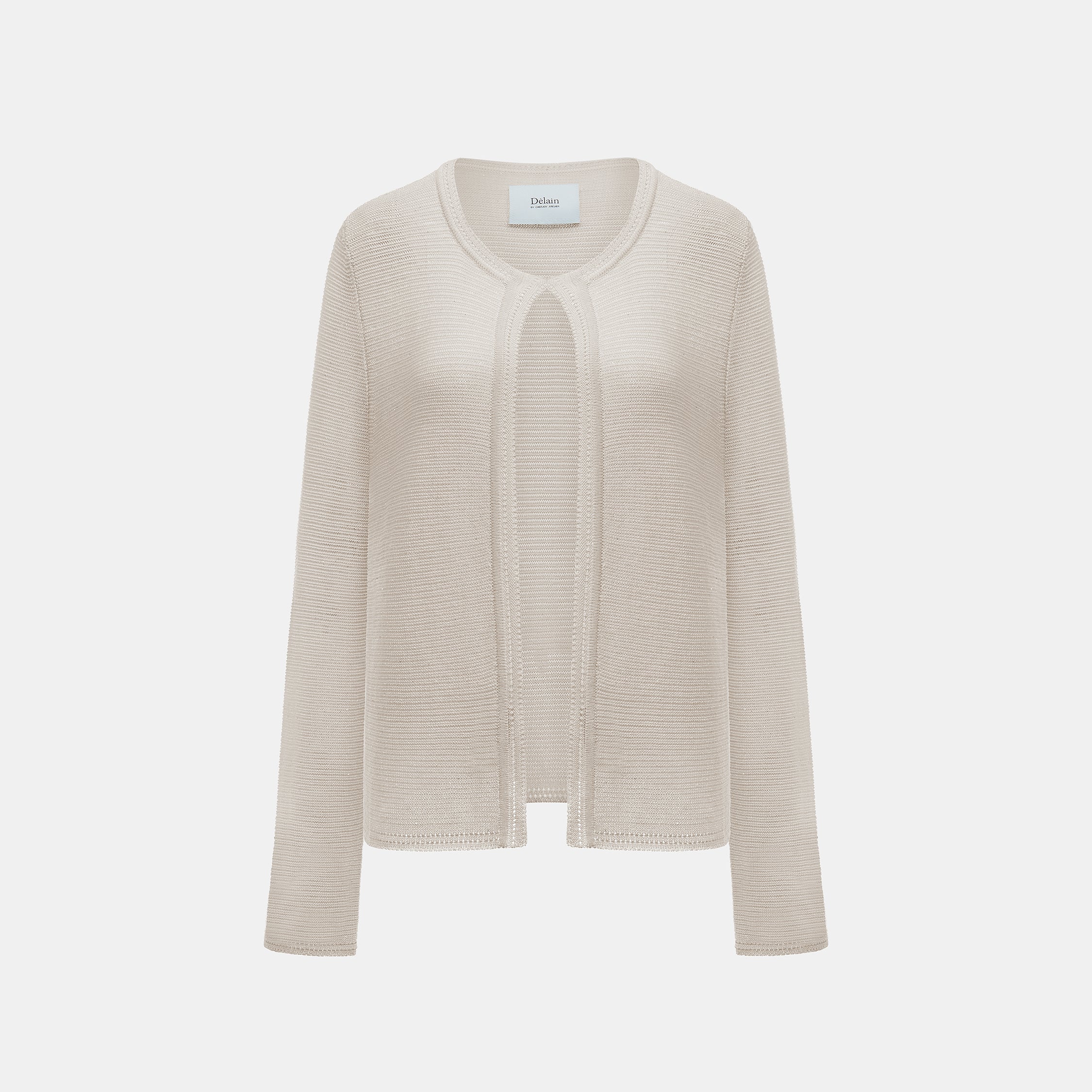 “Spring Diary”真絲長絨棉細針柔感星點針織開衫—Morning Frost 晨霜微光