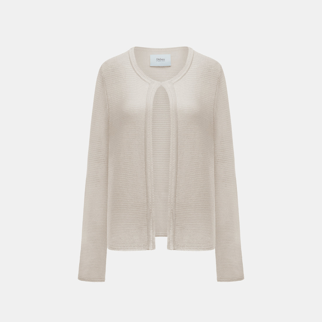 “Spring Diary”真絲長絨棉細針柔感星點針織開衫—Morning Frost 晨霜微光