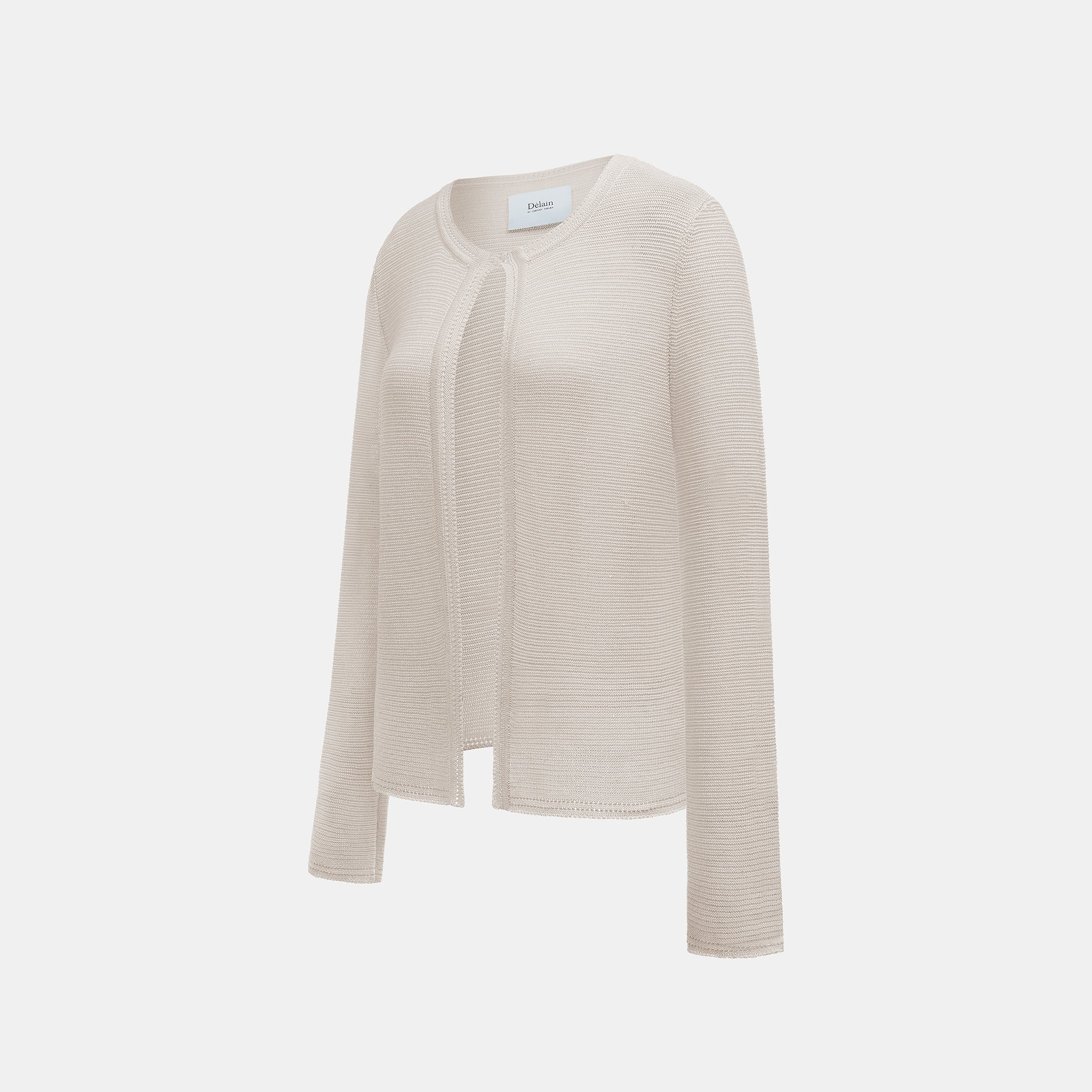 “Spring Diary”真絲長絨棉細針柔感星點針織開衫—Morning Frost 晨霜微光