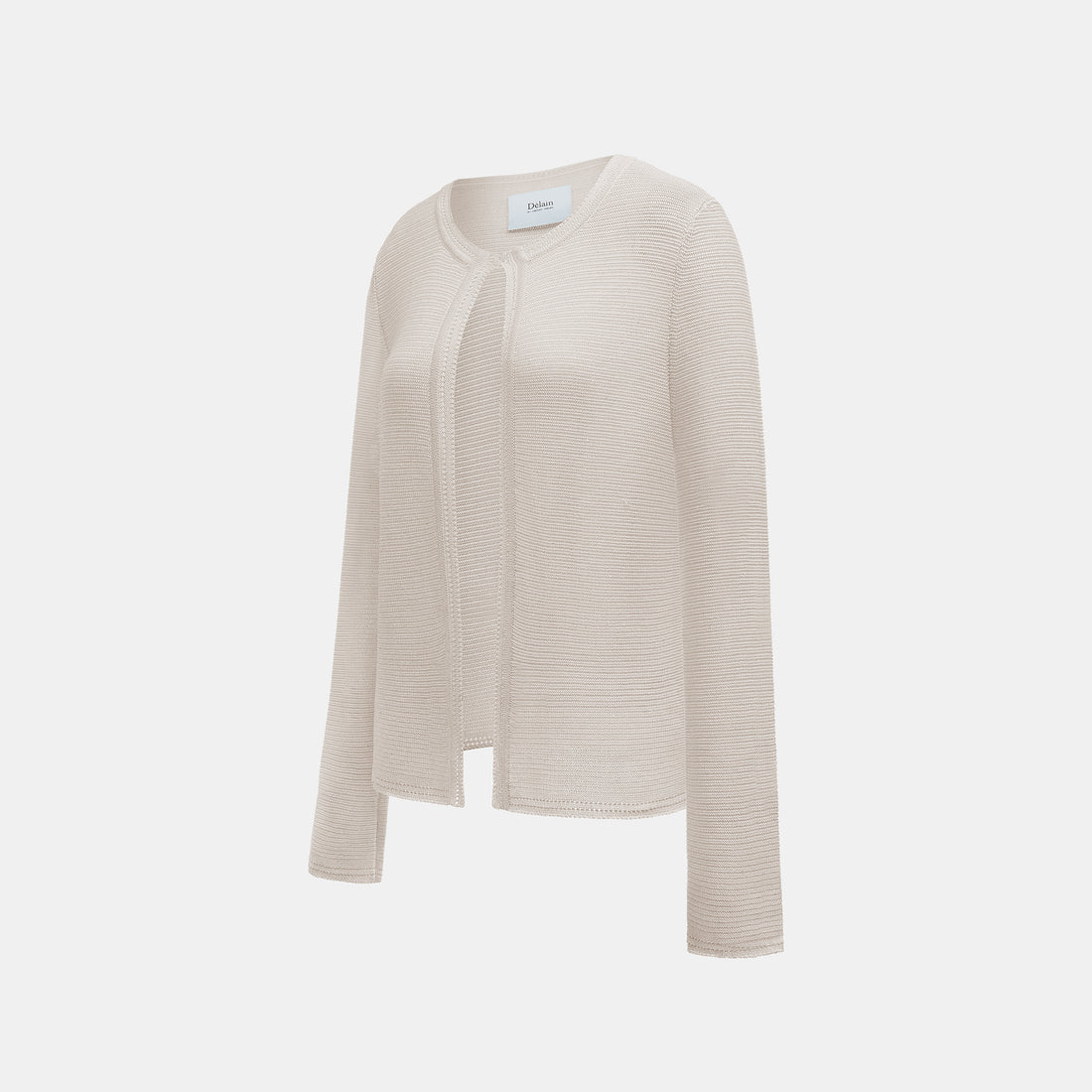 “Spring Diary”真絲長絨棉細針柔感星點針織開衫—Morning Frost 晨霜微光