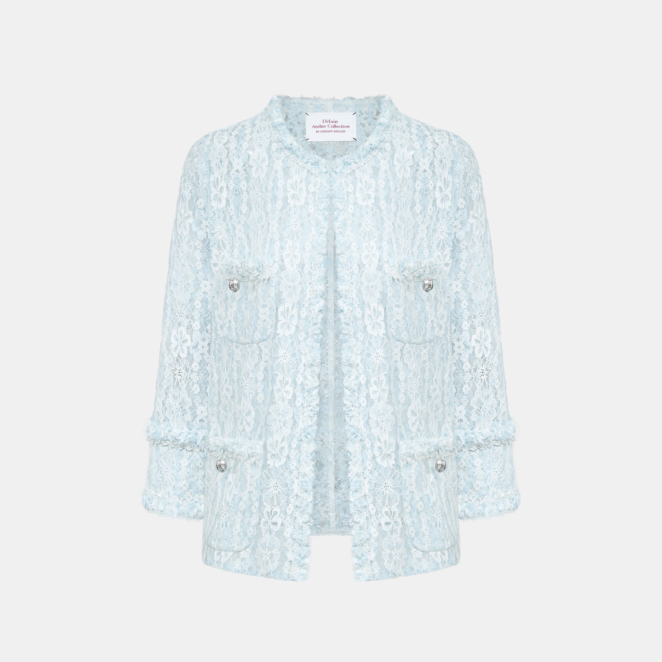 “Quiet Mastery”法國織花二重奏蕾絲外套—Bleu Printemps 春日漫步
