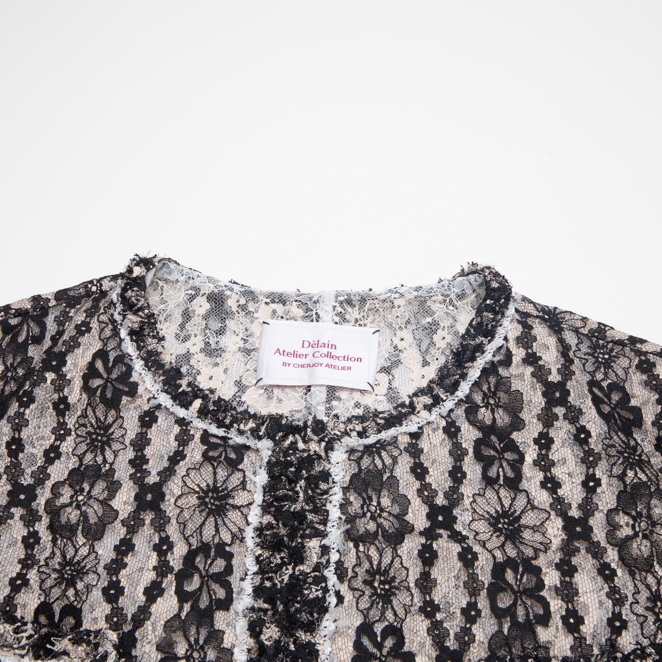 “Quiet Mastery”法國織花二重奏蕾絲外套—Noir Fleur 夜花漫影