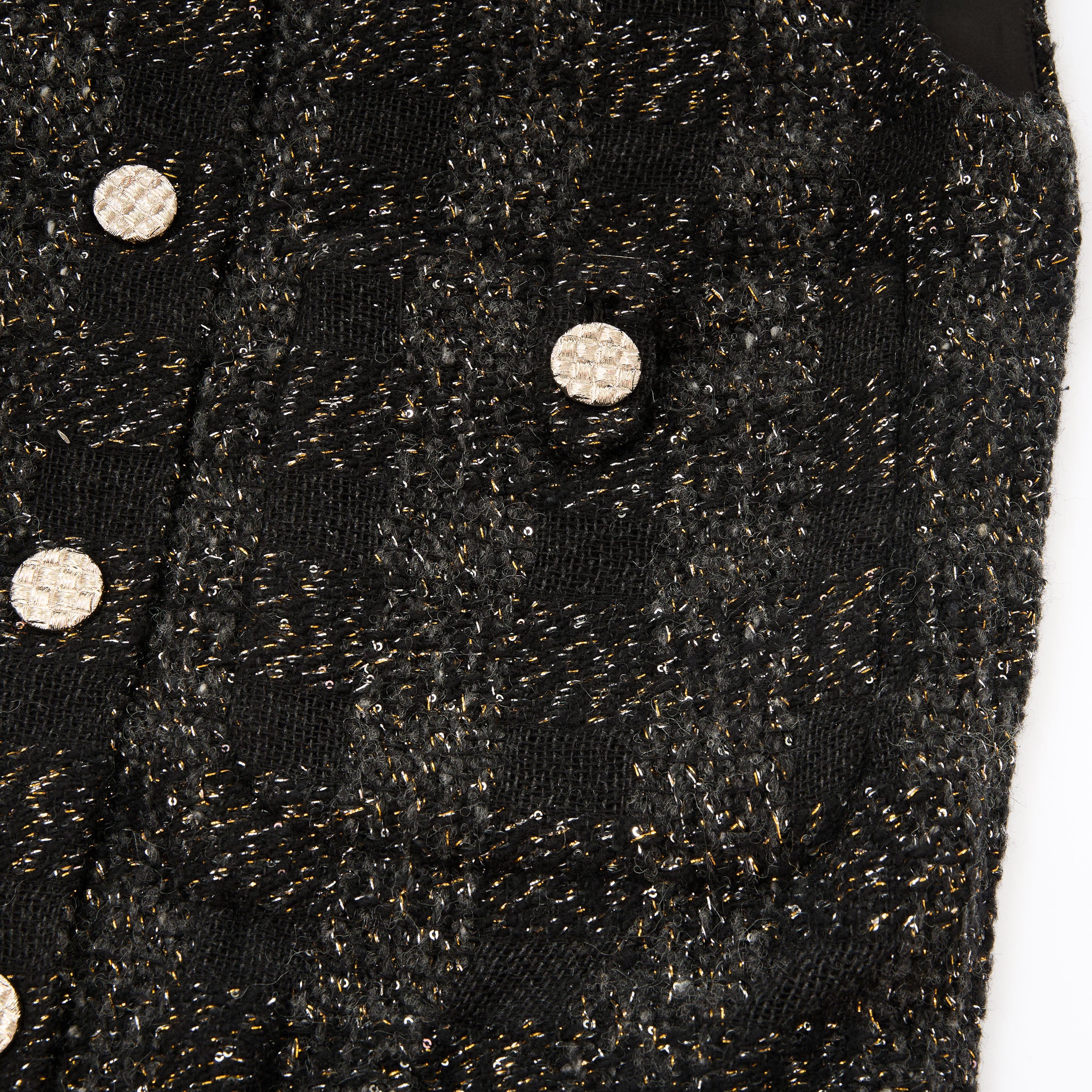 “Chelsea tea time.”義大利頂級初剪羊毛燦金星點Oversized花呢背心—Cosmic Bloom星河煙花