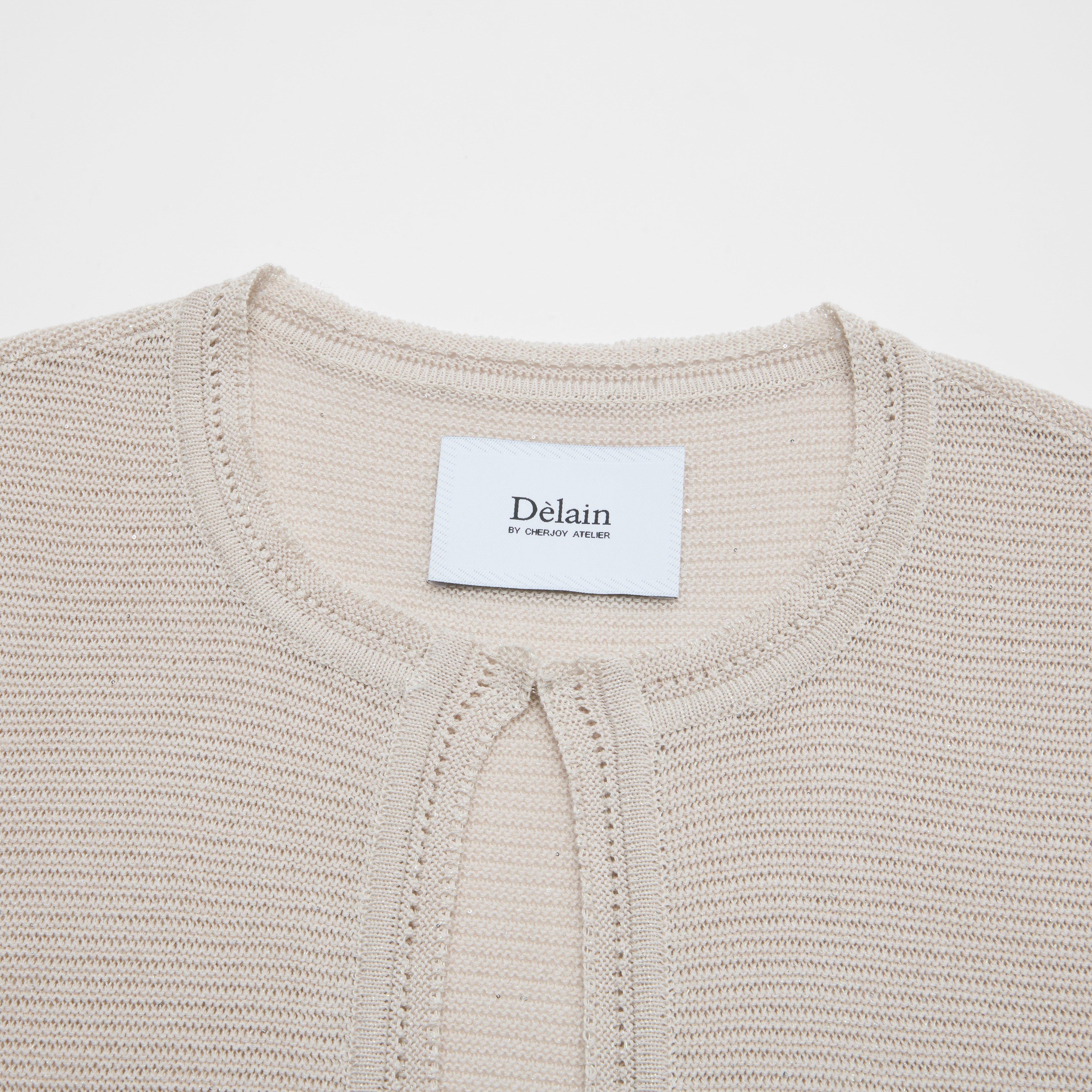 “Spring Diary”真絲長絨棉細針柔感星點針織開衫—Morning Frost 晨霜微光