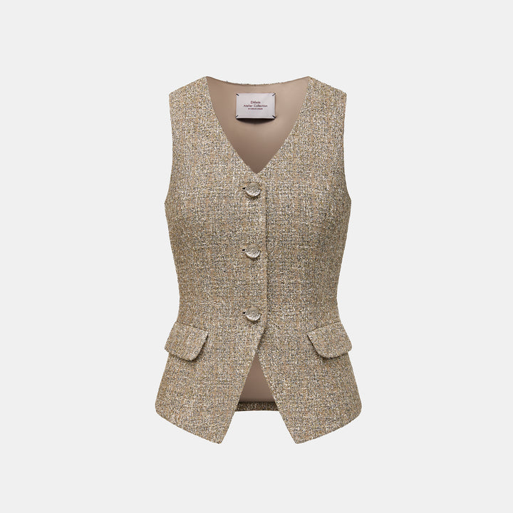 "Westminster Weekdays"義大利頂級燦光金絲花呢西裝馬甲背心—Golden Drizzle流金細雨