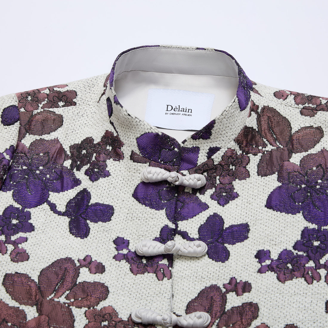 "Imperial Garden Teatime"義大利緹花織錦輕國風外套—Orchid Whisper沁雪幽蘭