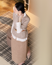 “璀璨日常 Effortless Radiance • 燕麥 Oatmeal” 真絲 Cashmere 鏤空亮片編織針織上衣