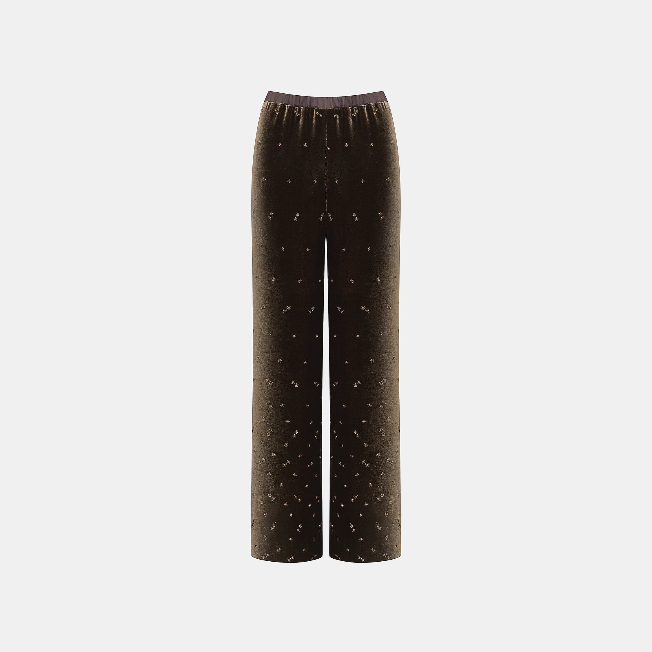 "Imperial Garden Teatime"法國細針嵌點刺繡工藝絲絨長褲—Silent Gleam微光成詩