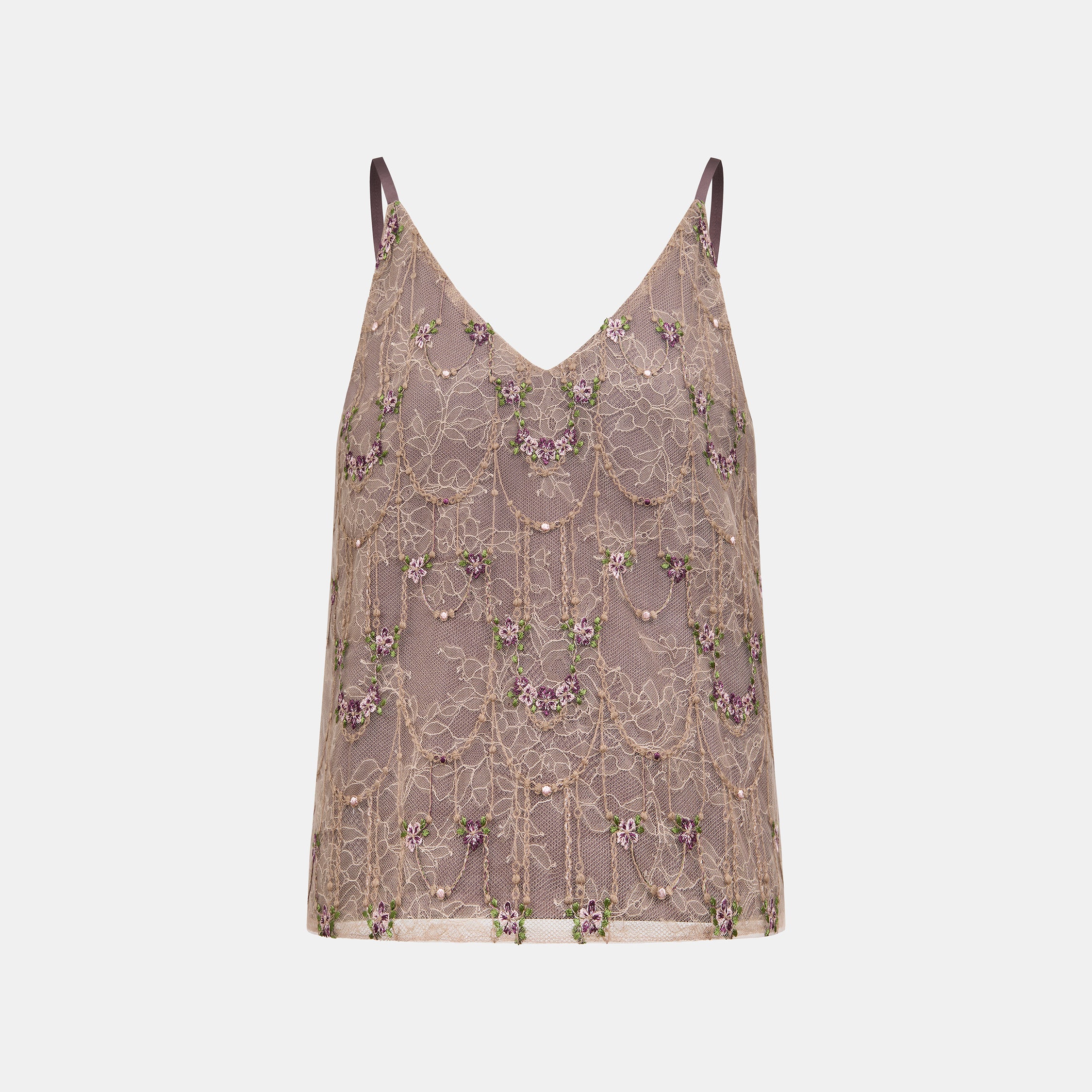 “Quiet Mastery”法國細繡織邊蕾絲細肩背心—Floré Chain花語藏盒