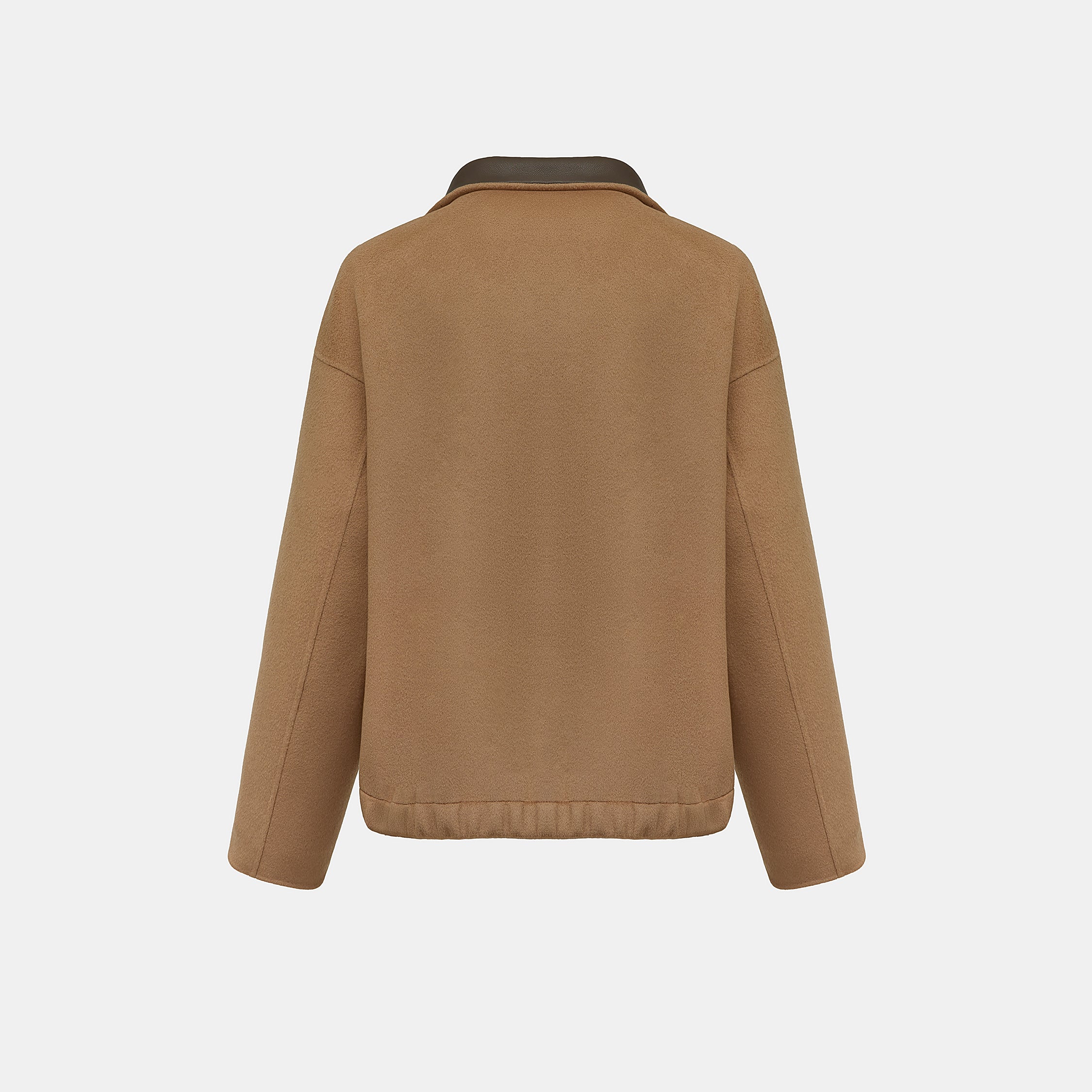 "Winter Diary"100%Cashmere雙面極細長絨拼皮立領狩獵外套—Honey Acorn暖蜜糖韻