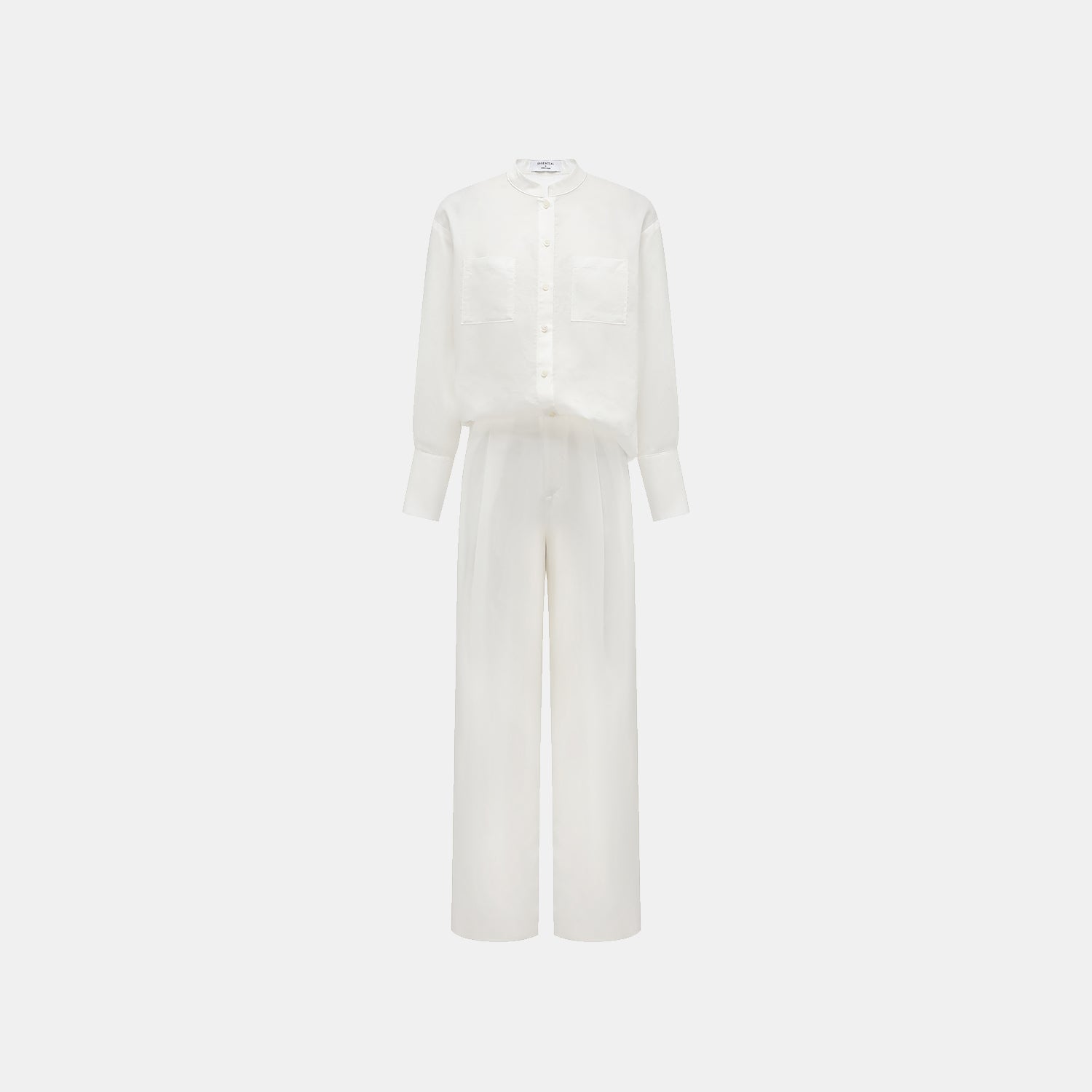 “知性時刻” 天絲緞面雪紡Oversized襯衫—簡白