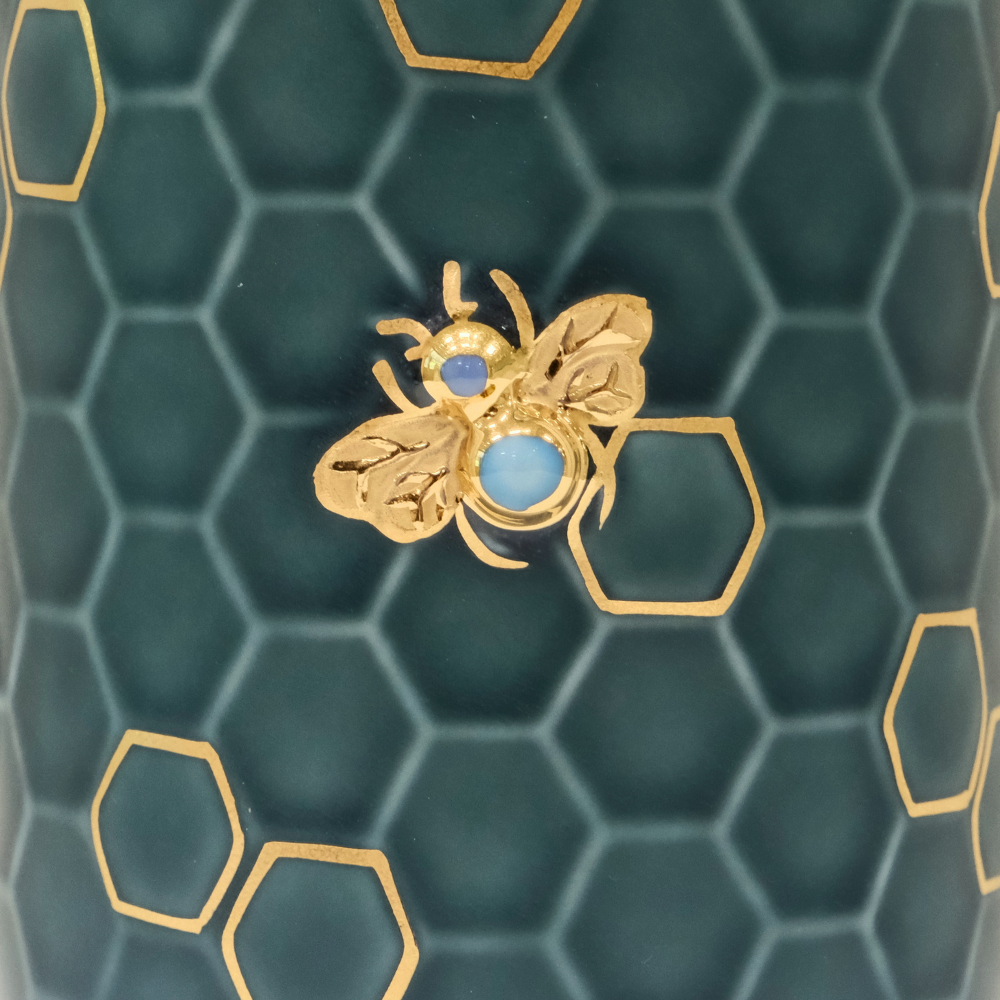 乾唐軒 吉星大豐收鎏金水晶隨身杯 ─ 孔雀綠金