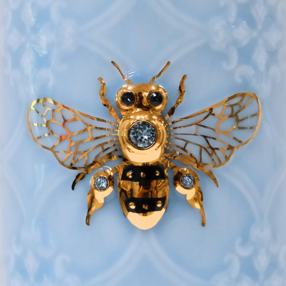 乾唐軒 吉星大蜜蜂水晶隨身杯─ 淺水藍描金