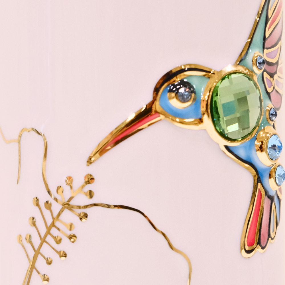 乾唐軒 吉星蜂鳥彩金水晶隨身杯─ 粉紅