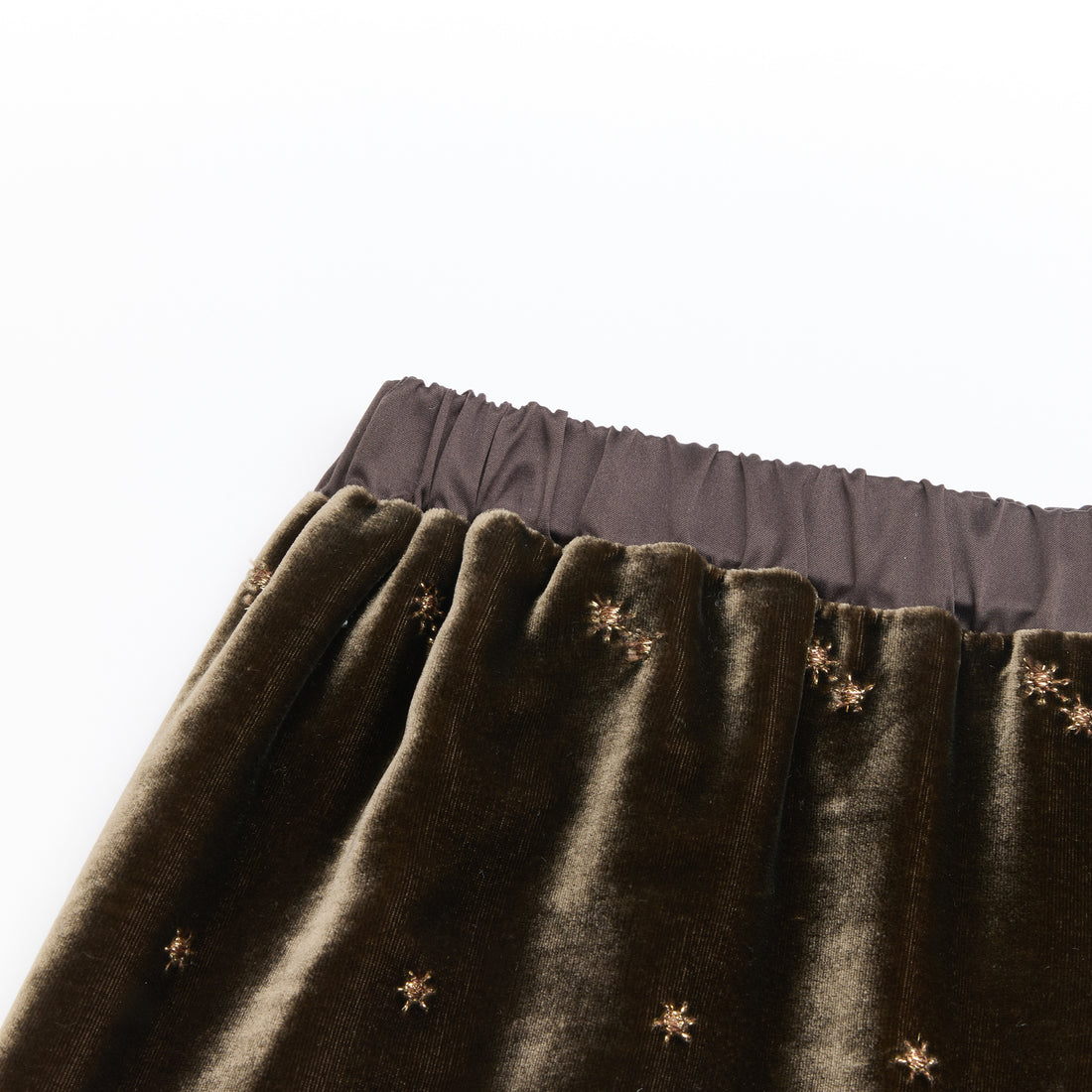 "Imperial Garden Teatime"法國細針嵌點刺繡工藝絲絨長褲—Silent Gleam微光成詩