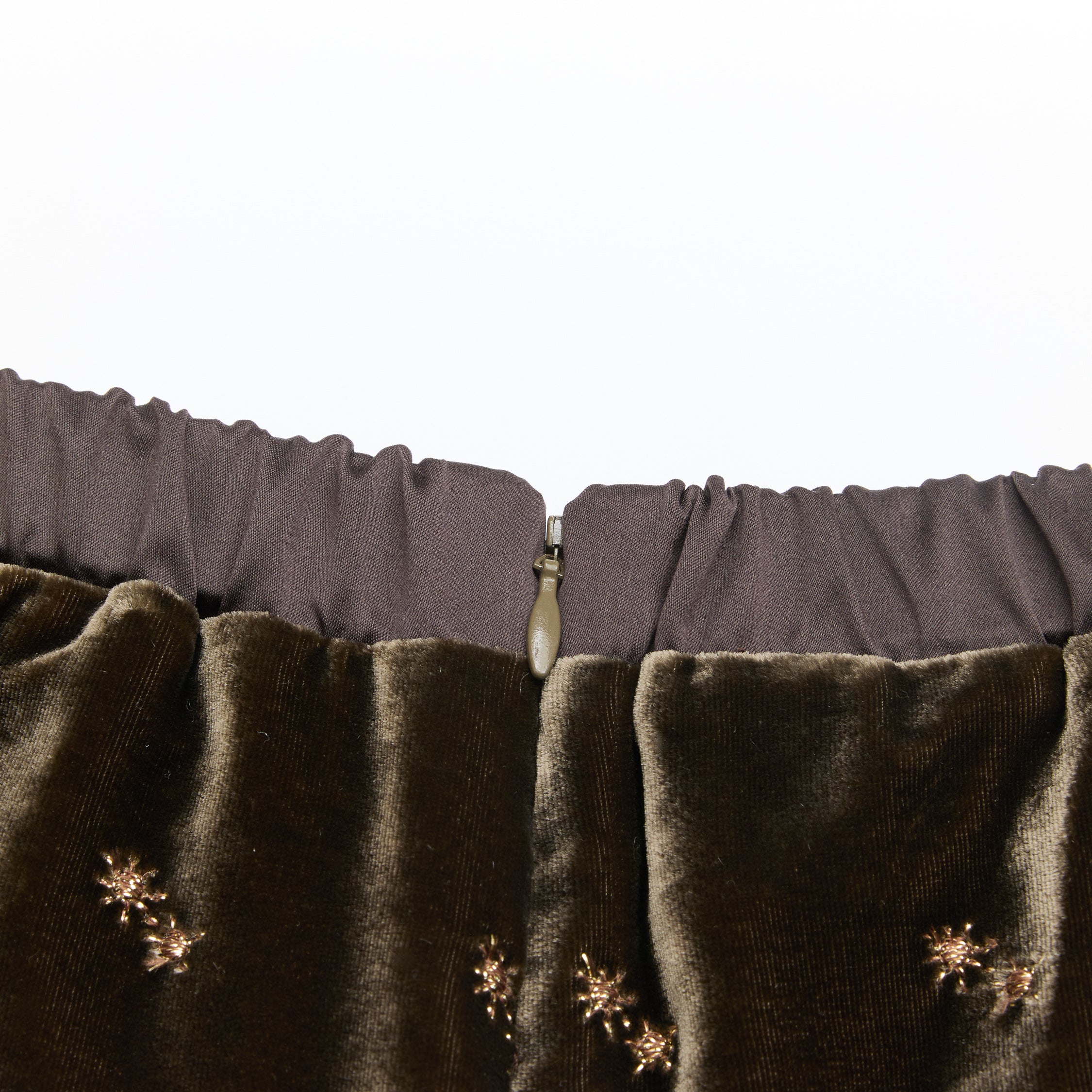 "Imperial Garden Teatime"法國細針嵌點刺繡工藝絲絨長褲—Silent Gleam微光成詩